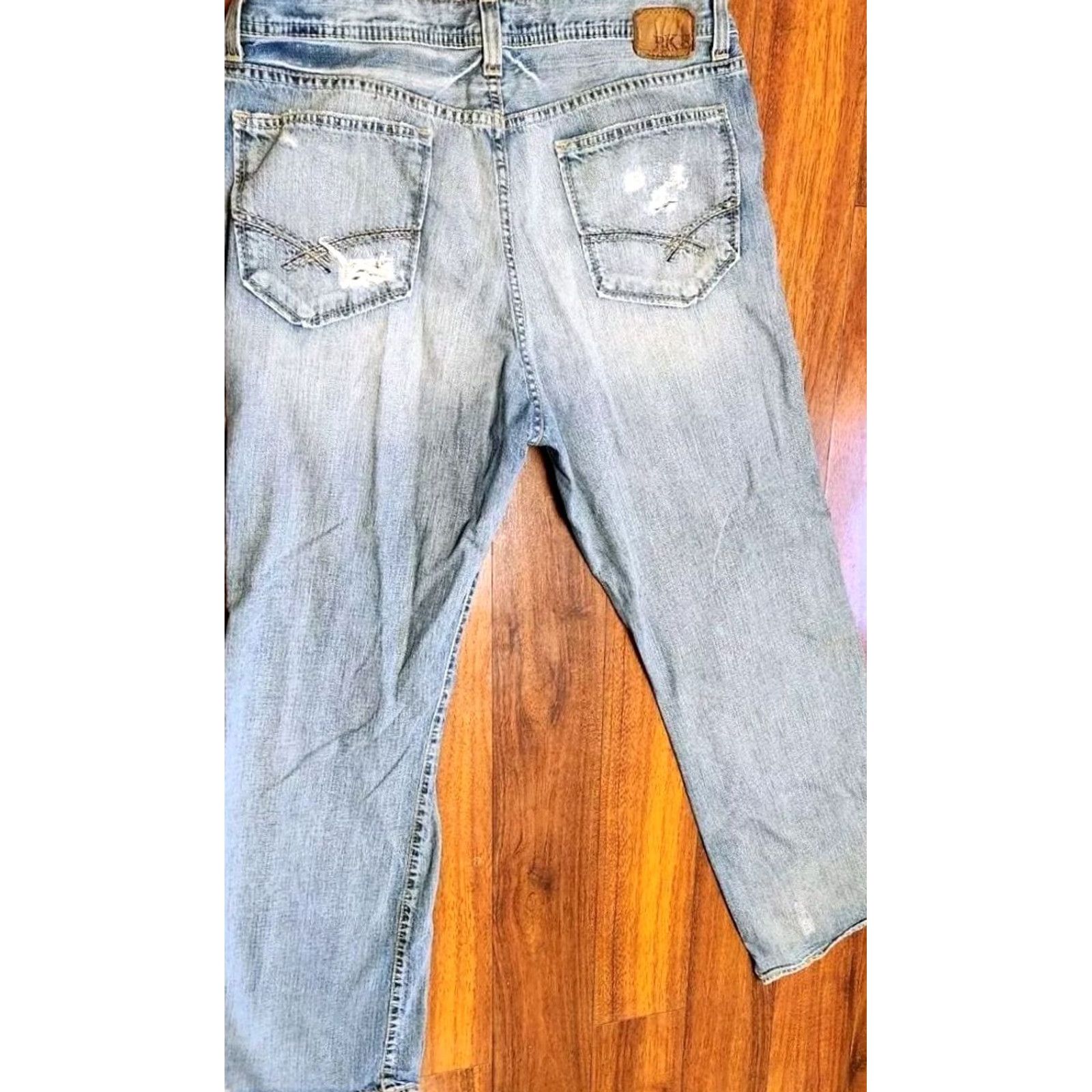 Vintage BKE Tyler Bootcut Jeans Mens 38x32 Distressed Stretch Denim Blue Buckle Boots Buckle Size US 38 / EU 54 - 3 Thumbnail