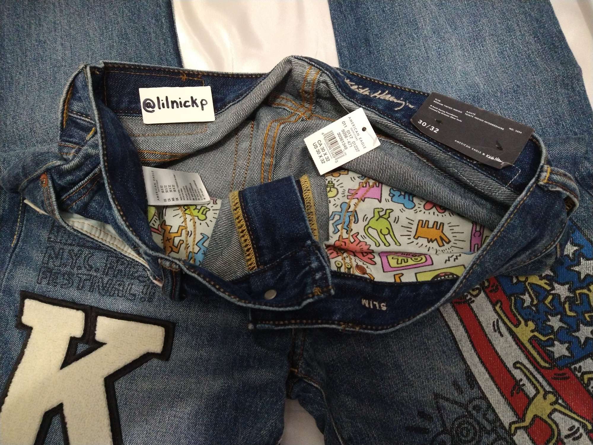 Haring Patches American Eagle Keith Haring Jeans American Eagle Keith  Haring Slim Jeans Men 32x30 Blue, image size:2000x1500