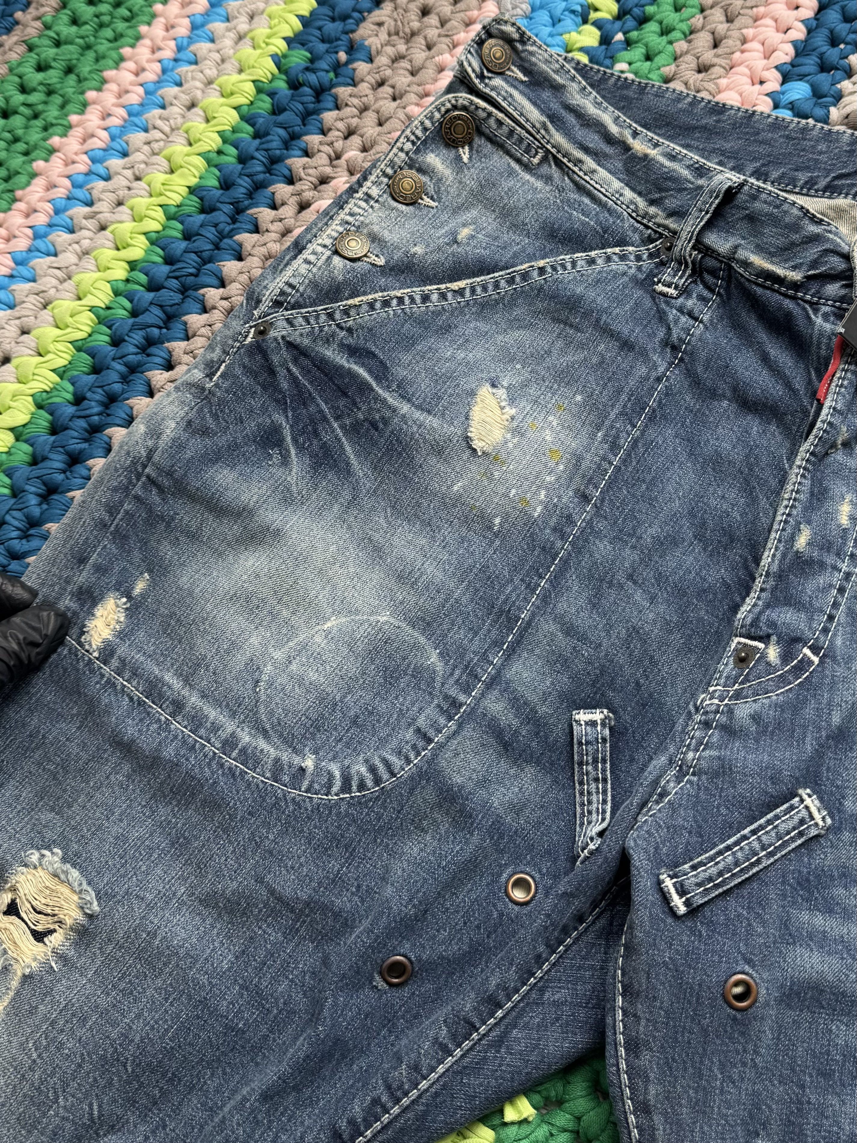 Dsquared2 Disquared2 Distressed Jeans Straight Leg Paint Splatter Y2K Size US 34 / EU 50 - 7 Thumbnail