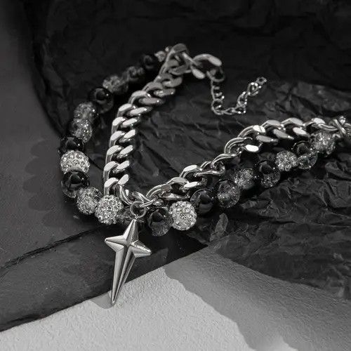 Jewelry STAR Gemstone Layered Chain Link Bracelet Size ONE SIZE - 5 Thumbnail