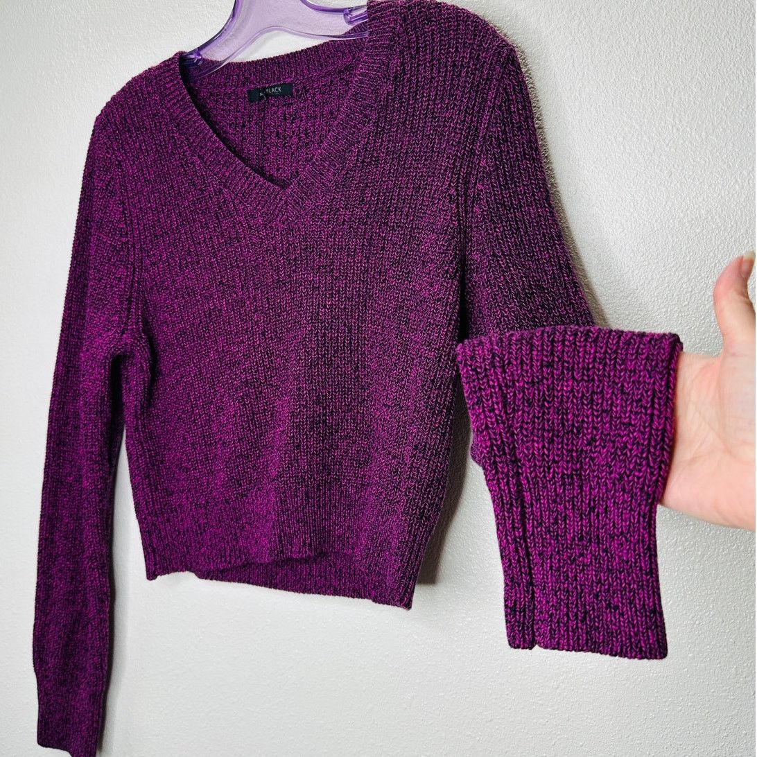 Other NWT Bobiblack Black Berry Marled VNeck Long Sleeve Sweater S Size S / US 4 / IT 40 - 1 Thumbnail