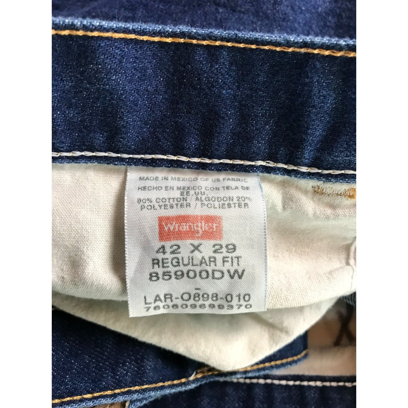 Wrangler Wrangler Jeans, Men's 42x29, Blue Denim, Pockets, Straight Leg, Regular Fit, 42x29, Jeans, Men Size US 42 / EU 58 - 7 Thumbnail