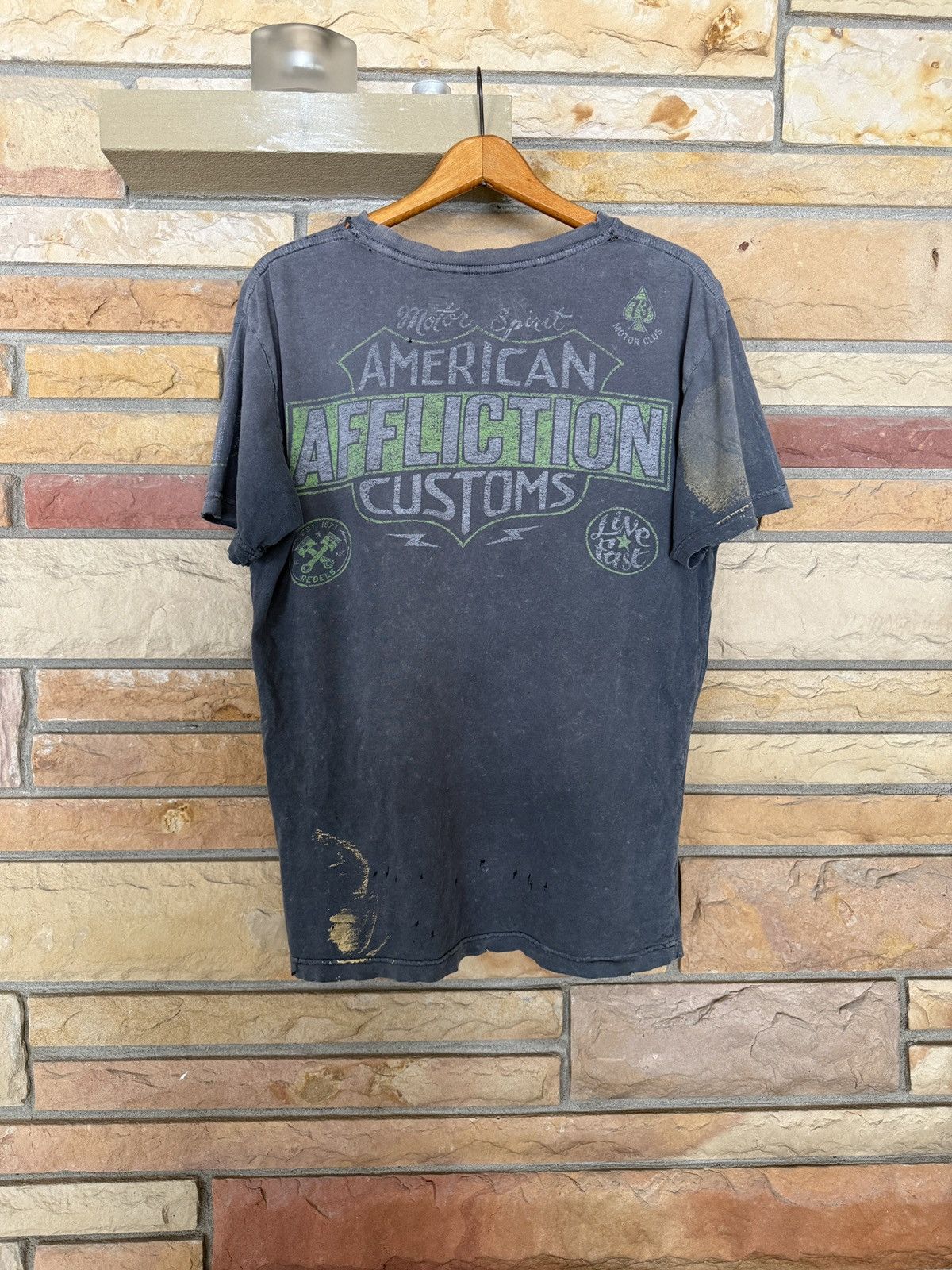 Vintage Vintage Y2K Affliction American Customs Thrashed Graphic Tee Size US L / EU 52-54 / 3 - 2 Thumbnail