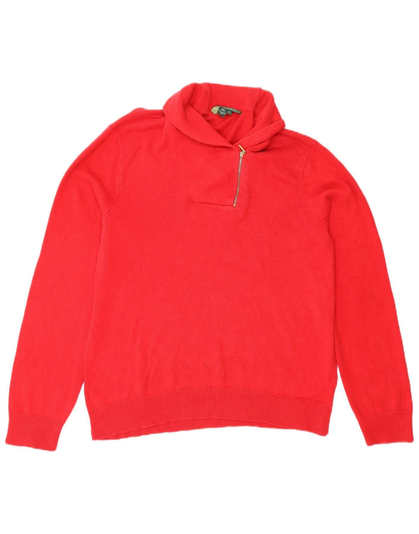 Ralph Lauren Mens Shawl Neck Jumper Sweater XL Red Cotton Size US M / EU 48-50 / 2 - 1 Thumbnail
