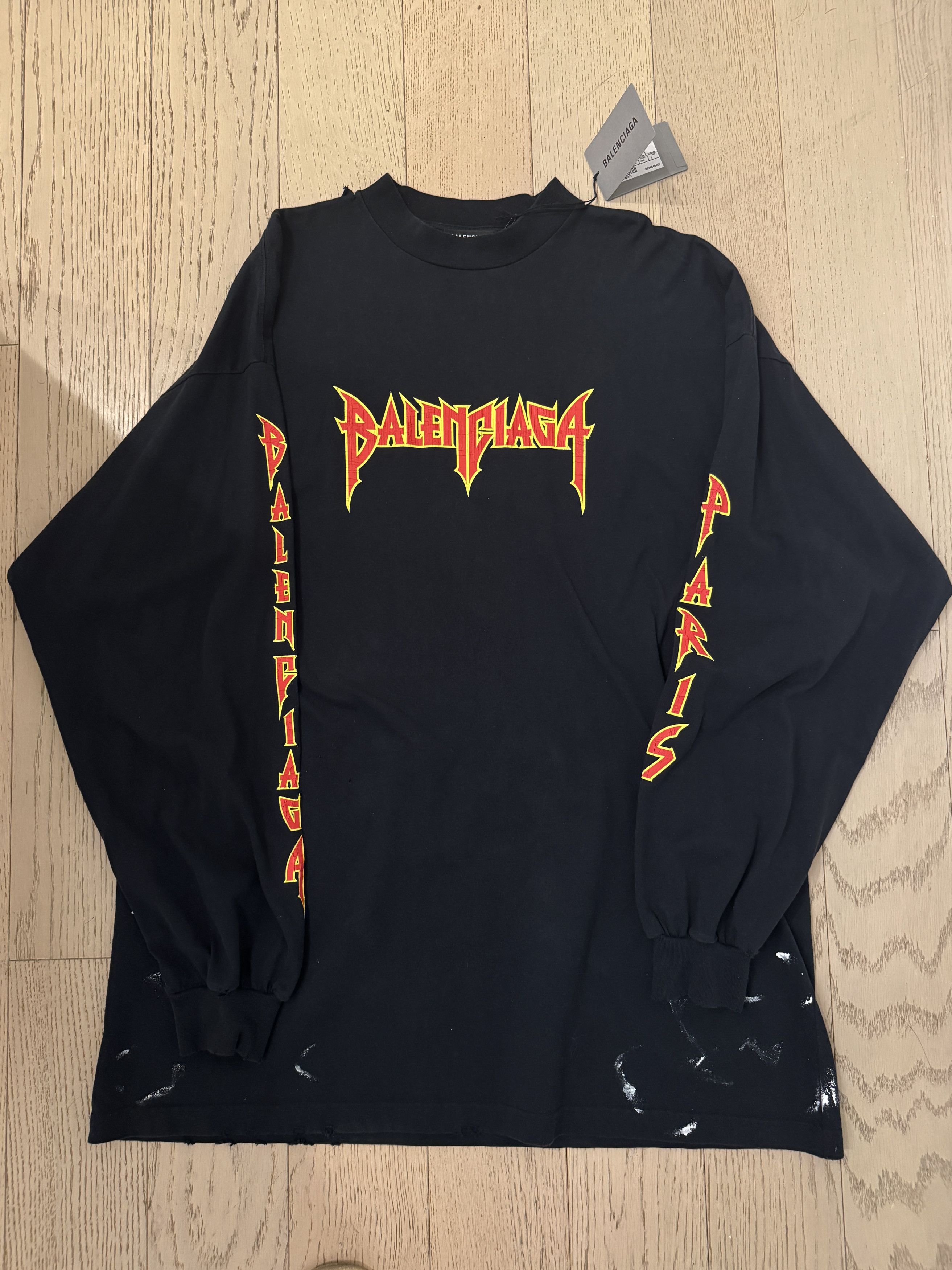 【BALENCIAGA】MAISON LOGO LONG SLEEVE T SHIRT Balenciaga - Maison cotton long-sleeved T-shirt Balenciaga
