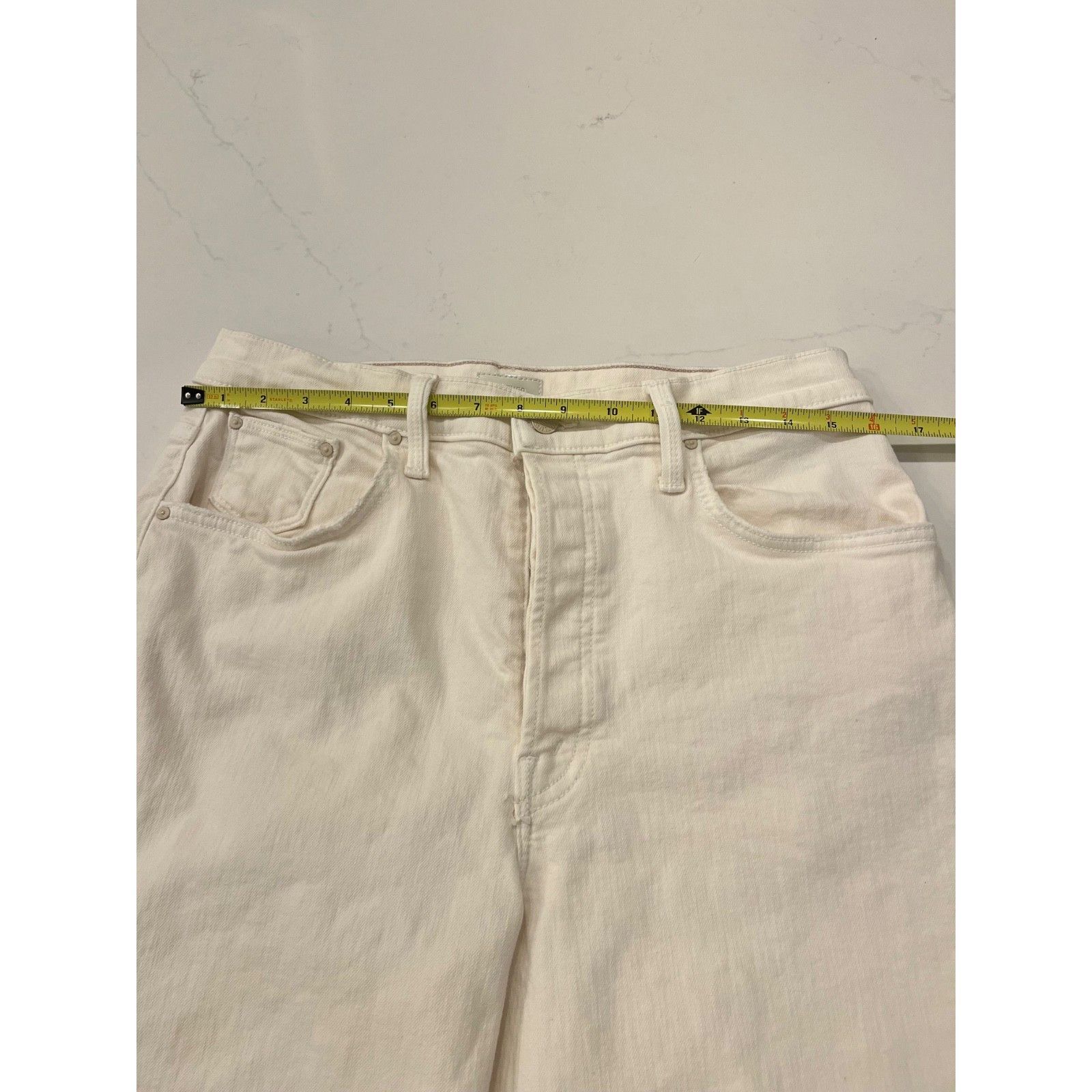MOTHER MOTHER High Waisted Spinner Skimp Jeans Cream Puffs Denim 31 Size 31" - 9 Thumbnail