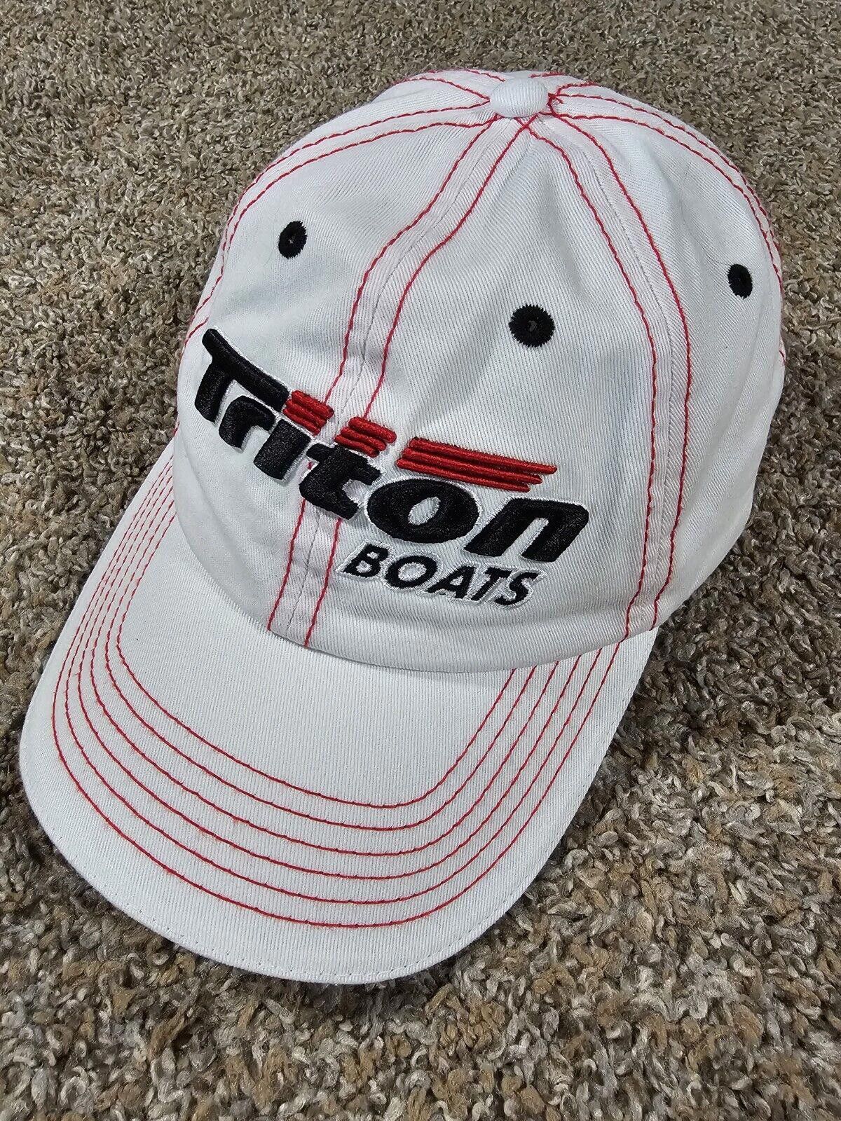 Designer Triton Boats White Fishing Angler Hat - OSFA Red Stitch Size ONE SIZE - 1 Thumbnail
