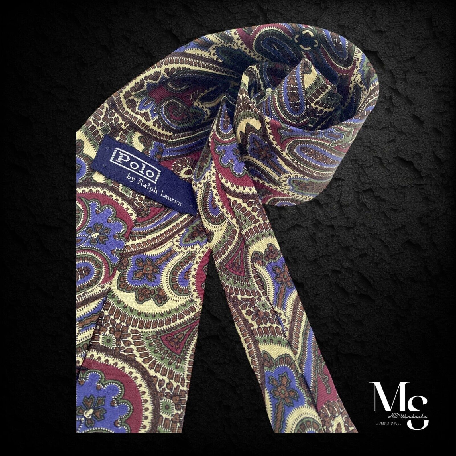 Polo Ralph Lauren POLO BY RALPH LAUREN Purple Paisley Luxury Silk Tie Made In Size ONE SIZE - 3 Thumbnail