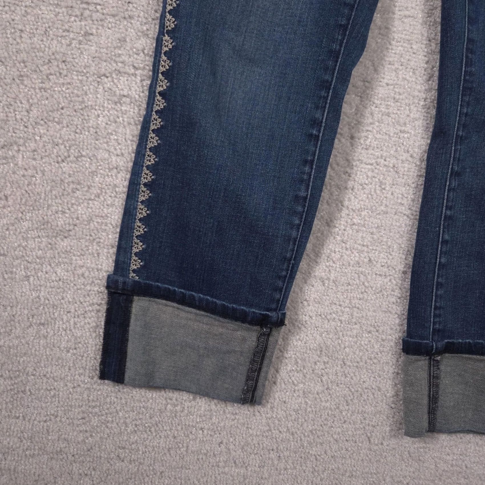 NYDJ NYDJ Alina Wide Cuff Ankle Jeans Womens 12 Blue Mid Rise Stretch Embroidered Size 34" / US 12 / IT 48 - 4 Thumbnail
