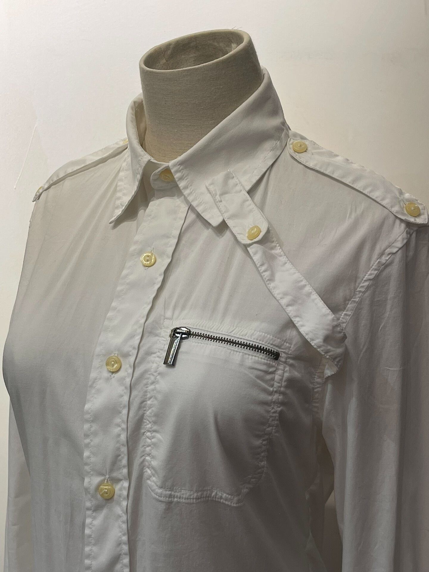 Jean Paul Gaultier Jean Paul Gaultier Military Style White Shirt Size US L / EU 52-54 / 3 - 1 Thumbnail