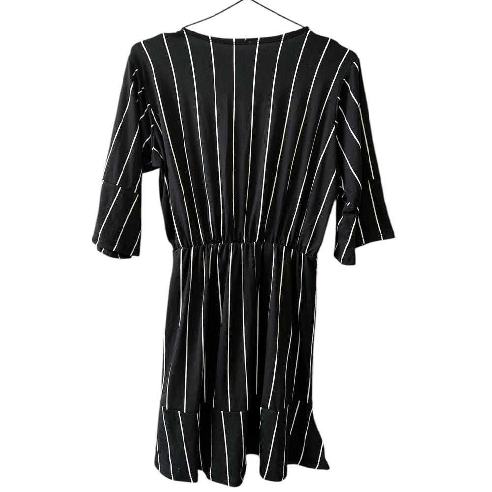 Designer Black and White Striped Mini Dress Size M / US 6-8 / IT 42-44 - 2 Thumbnail