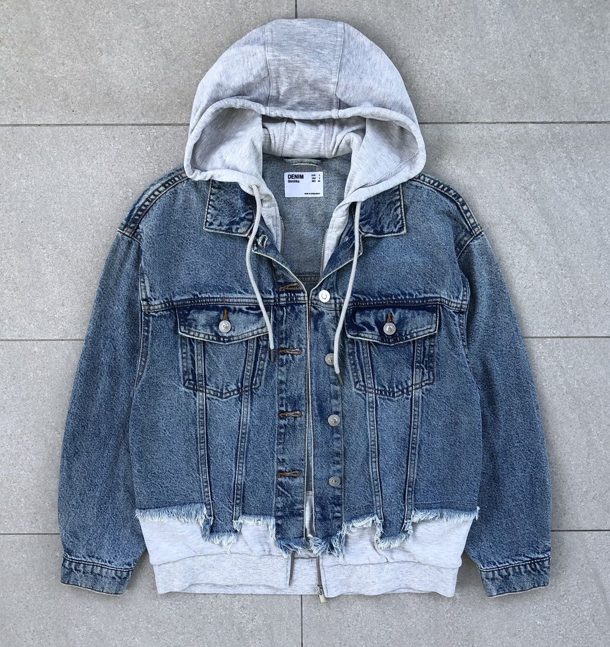 Bershka Bershka Denim Distressed Hoodie Jacket Size US S / EU 44-46 / 1 - 8 Thumbnail