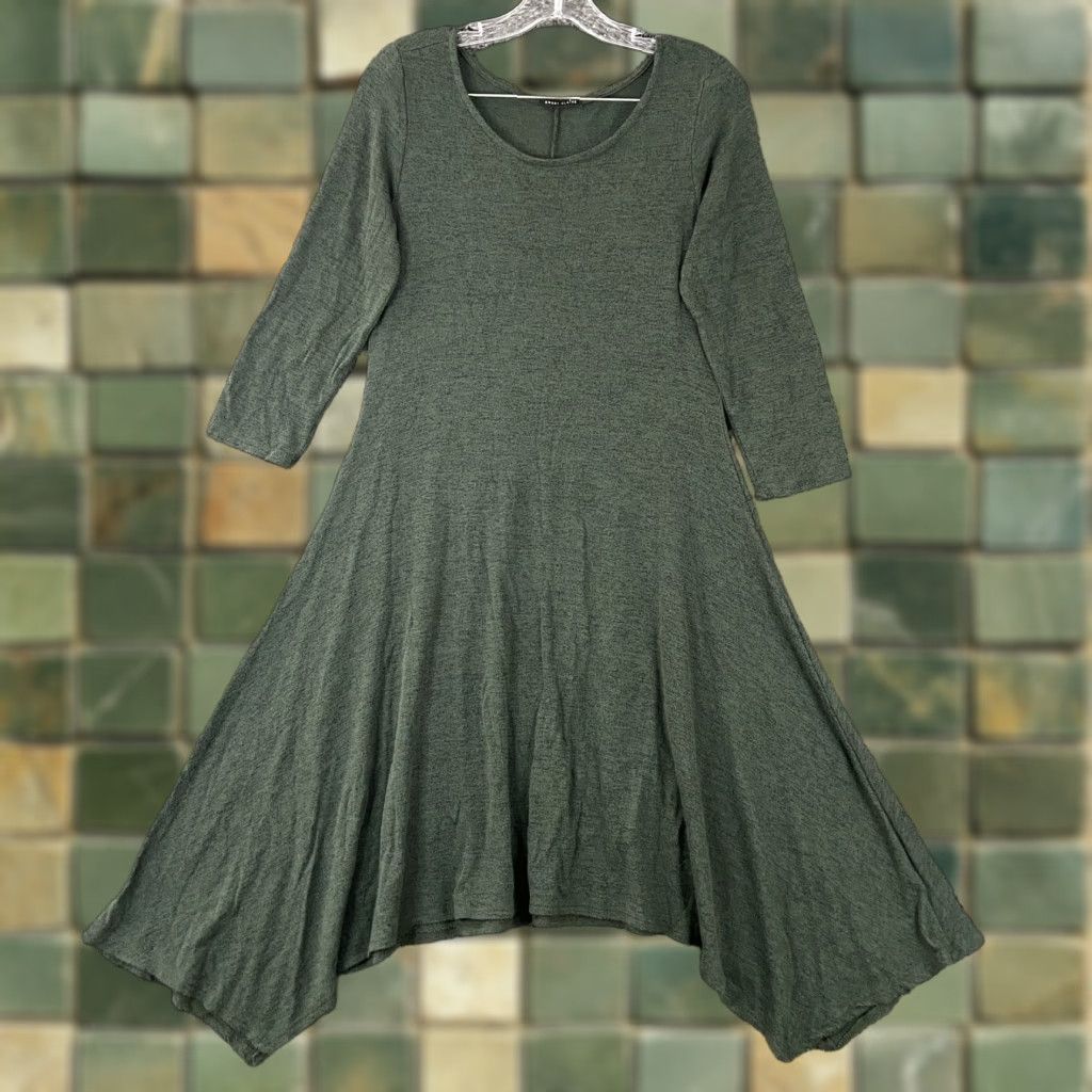 Vintage Sweet Claire Dress Womens M Green 3/4 Sleeve Rayon Polyester Spandex A-Line Knee Length Dress Womens Size M / US 6-8 / IT 42-44 - 1 Thumbnail