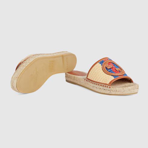 Gucci o1s1wg110125 Interlocking G Espadrille Slides in Multicolor Size US 6.5 / IT 36.5 - 5 Thumbnail