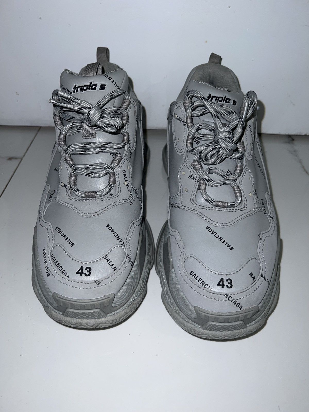 Balenciaga Balenciaga Triple S Allover Logo Gray Size US 10 / EU 43 - 7 Thumbnail