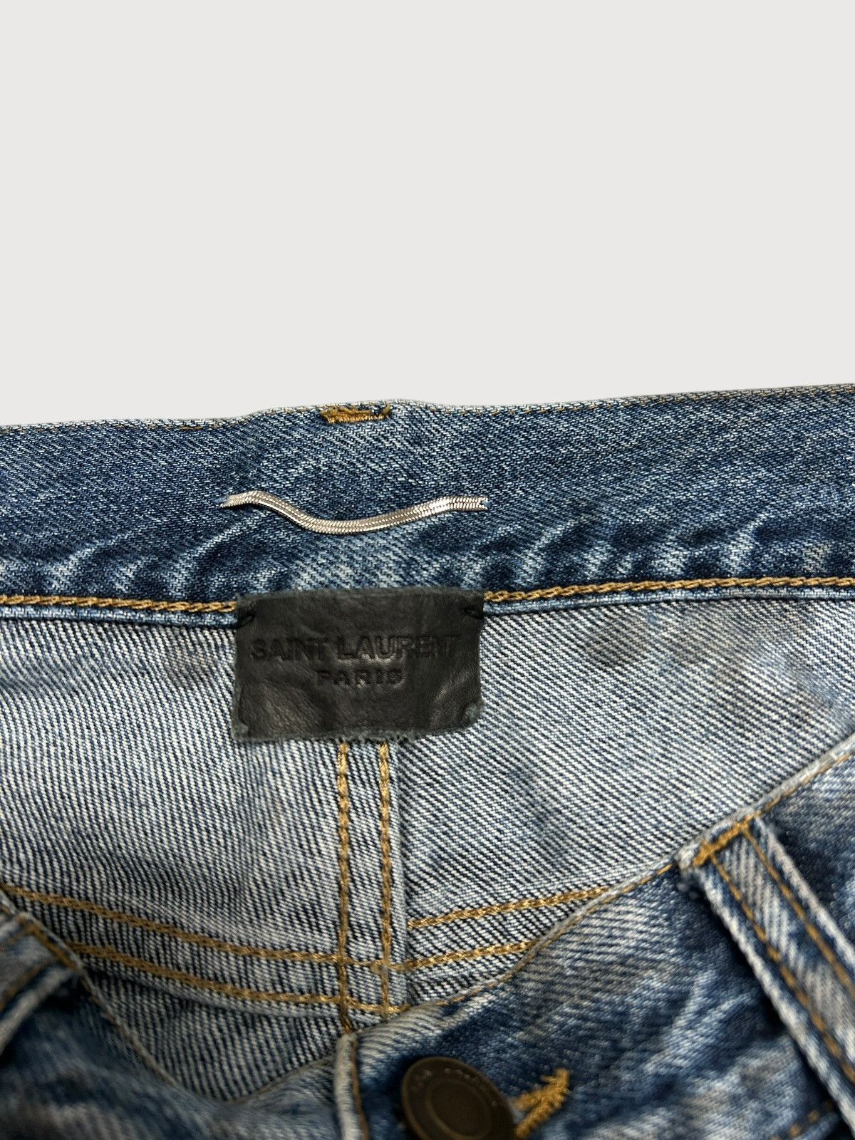 Saint Laurent Paris SS2019 Croc Print Distressed Denim Size US 30 / EU 46 - 8 Thumbnail