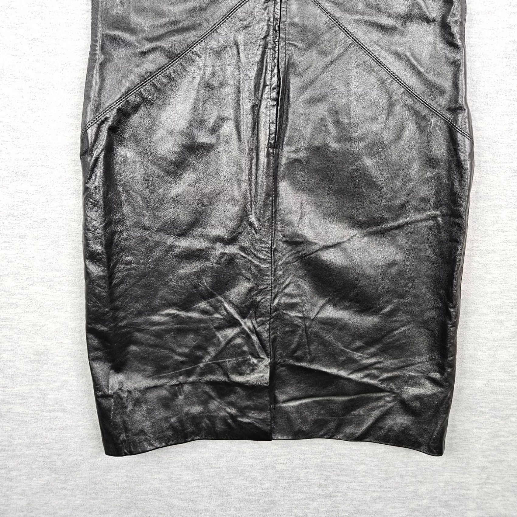 Vintage Spenser Jeremy Black Leather Sleeveless Sheath Dress Size 4 Women Size S / US 4 / IT 40 - 8 Thumbnail