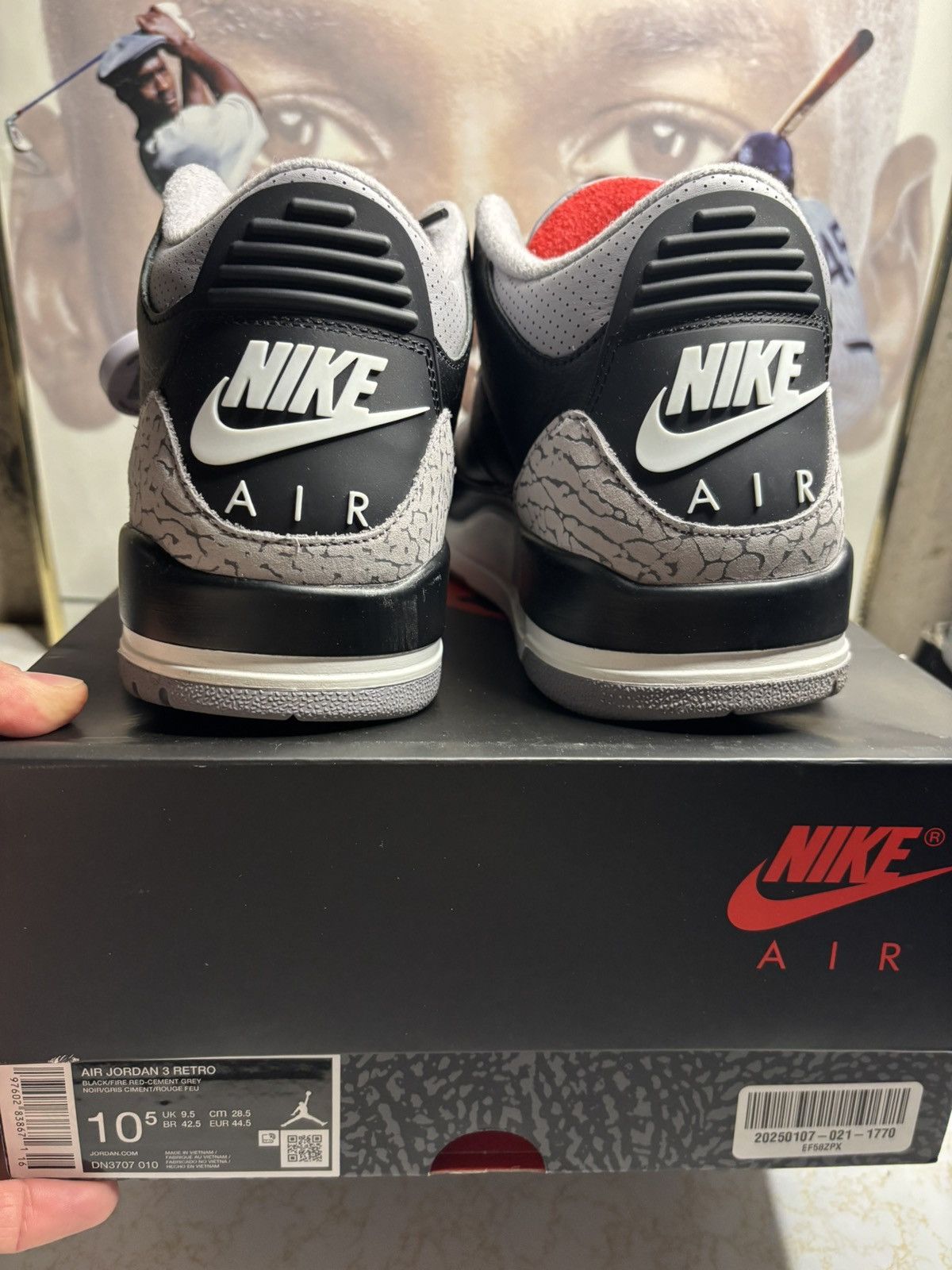 Jordan Brand Jordan 3 Retro Black Cement 2024 Size US 10.5 / EU 43-44 - 7 Thumbnail