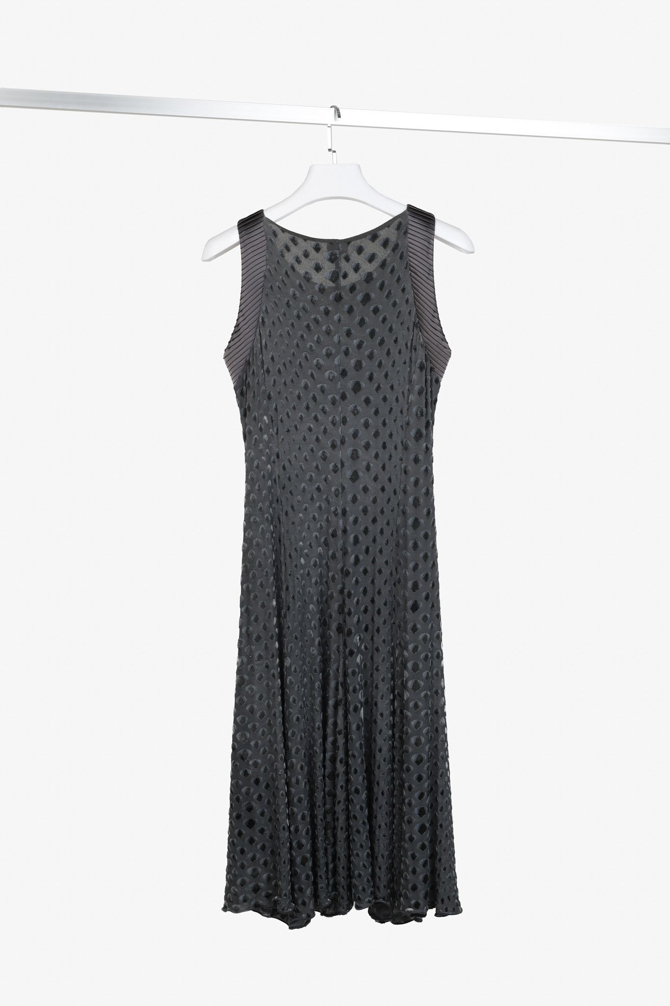 Armani Collezioni Armani Collezioni Grey Flocked Drops Dress Size L / US 10 / IT 46 - 2 Thumbnail