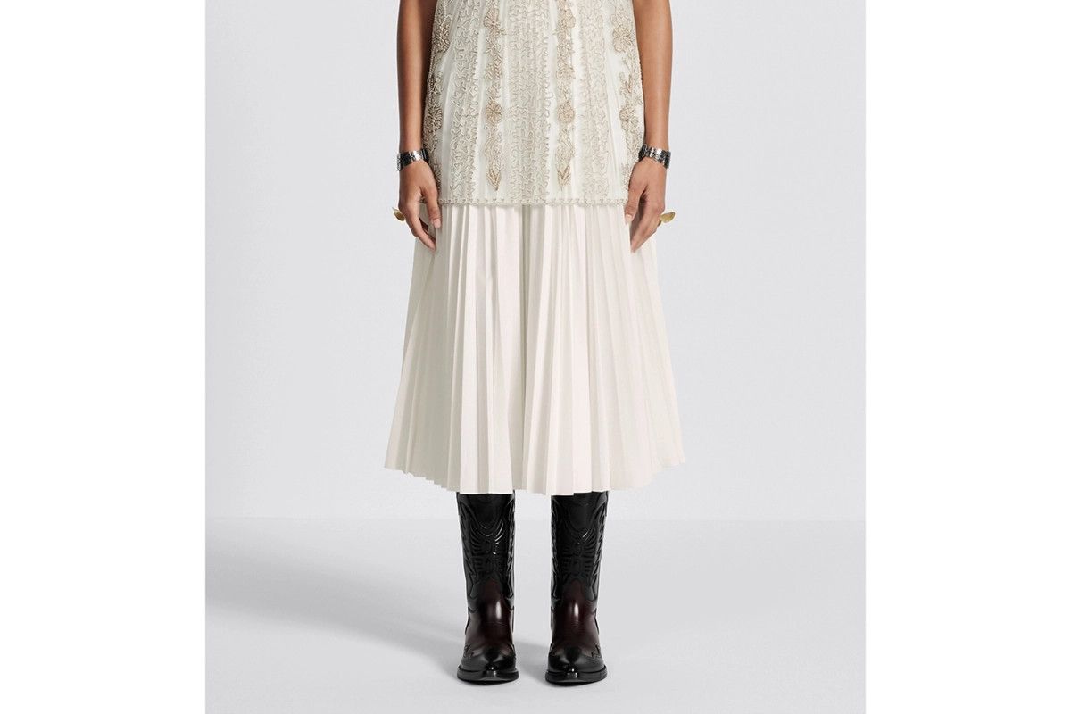 Dior o1bcso1str0225 Flared Mid-Length Skirt in Ecru Size 26" / US 2 / IT 38 - 6 Thumbnail