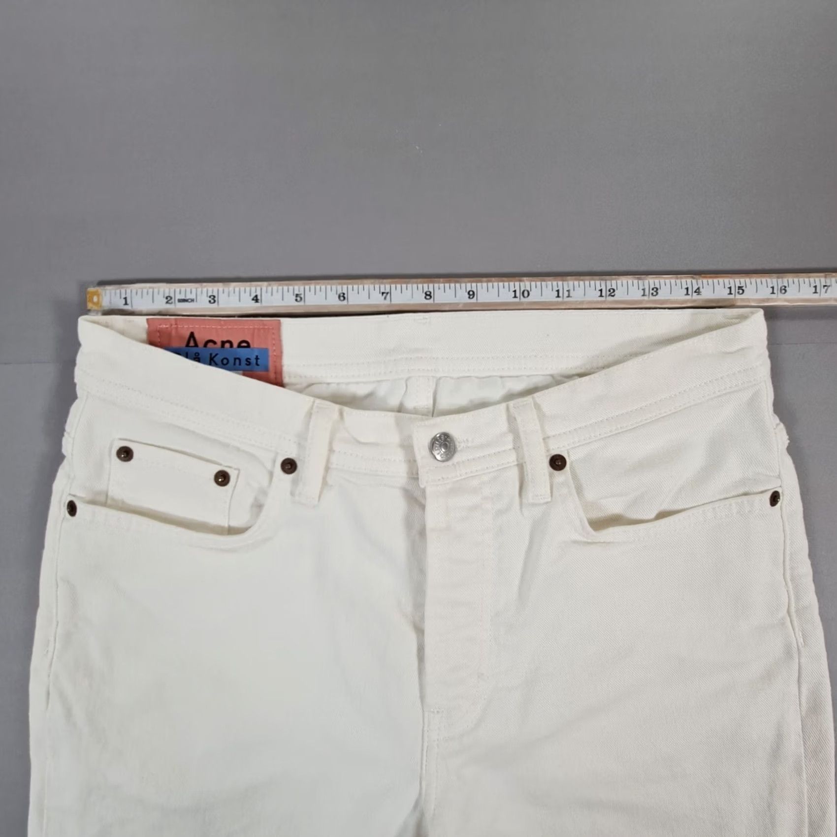 Acne Studios Acne Studios Bla Konst Jeans Slim W31 L26 White Denim Stretch 5-Pocket Tapered Size US 31 - 5 Thumbnail