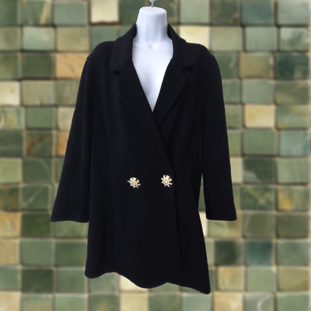 St. John Knit Blazer Women's Size 12 Black Elegant Regular Fit Business Party