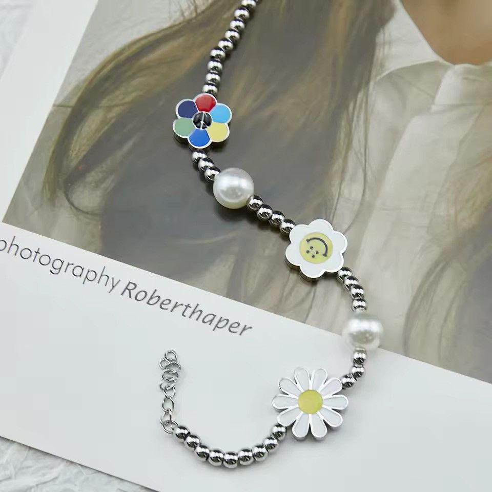 Jewelry Stainless Steel Smile Face Sunflower Men's Necklace Size ONE SIZE - 4 Thumbnail