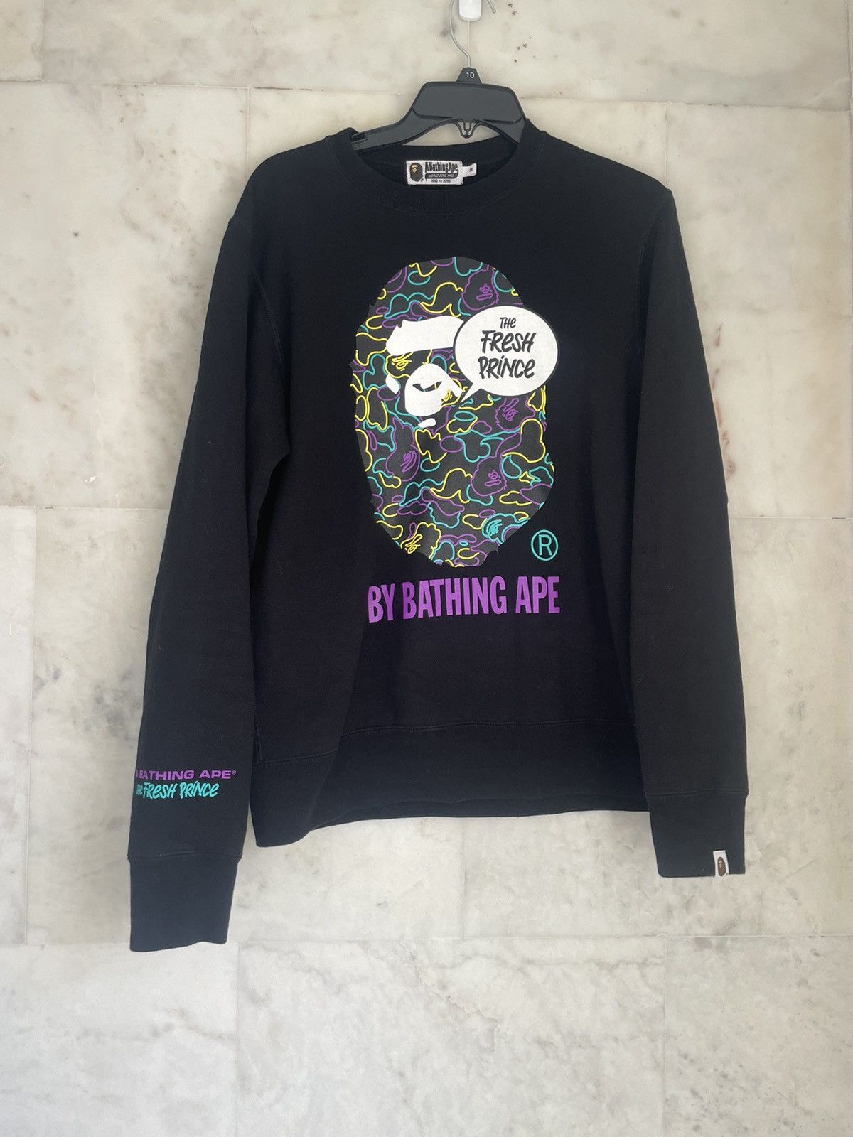 image of Bape Fresh Prince Crewneck in Black, Men's (Size Medium)