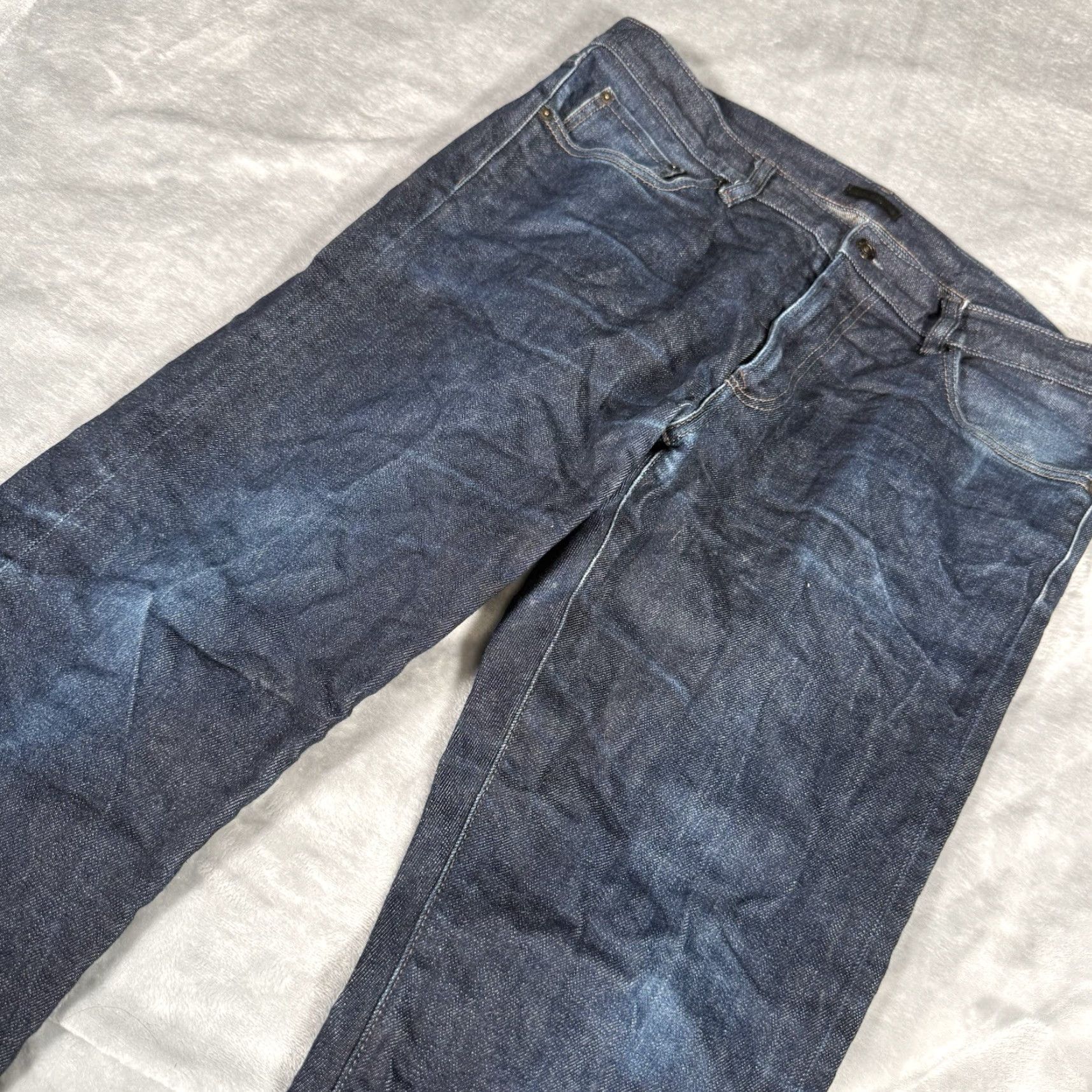 Uniqlo Uniqlo Jeans Mens 35x32 Skinny Slim Fit Faded Dark Wash Denim 5-Pocket Zip Inseam 29 Blue | Regular Fit Jeans Mens Size US 35 - 3 Thumbnail