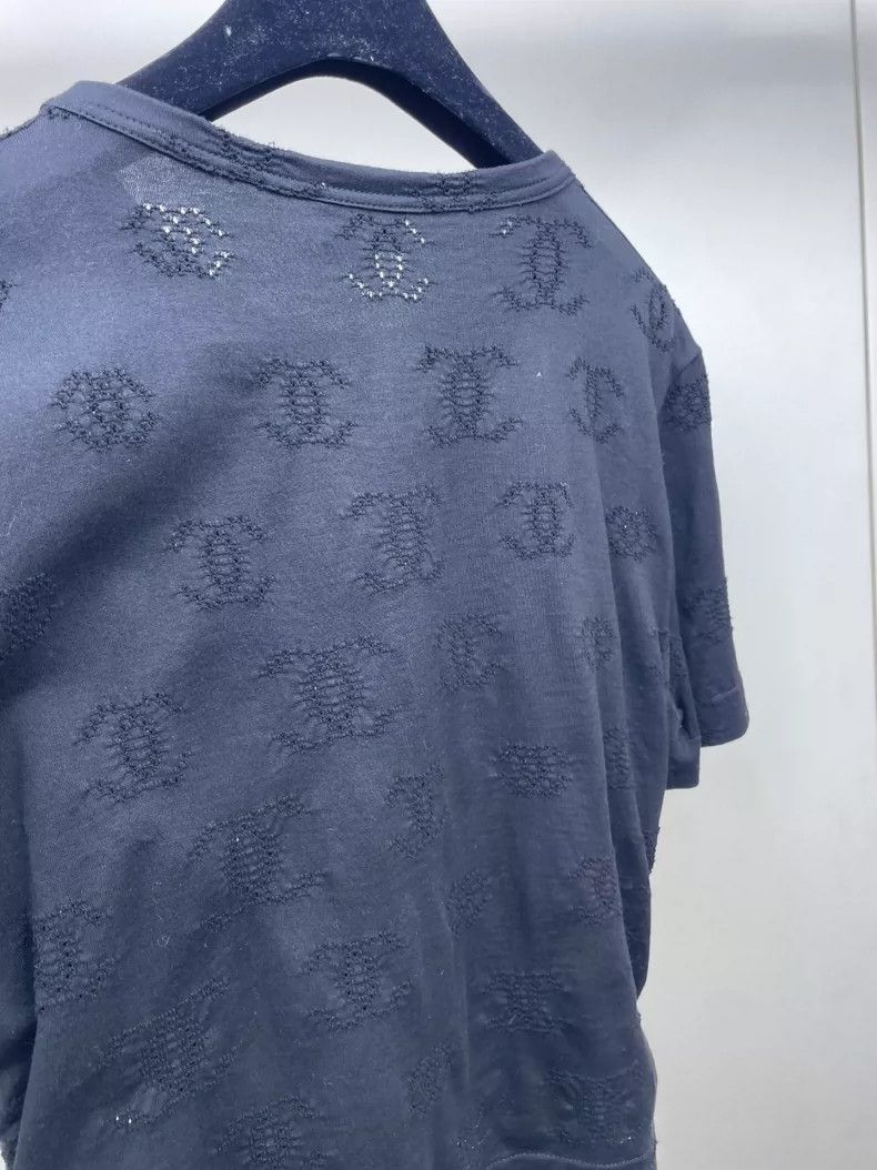 Chanel Chanel Black hollow full logo pearl drawstring short sleeve Size M / US 6-8 / IT 42-44 - 3 Thumbnail
