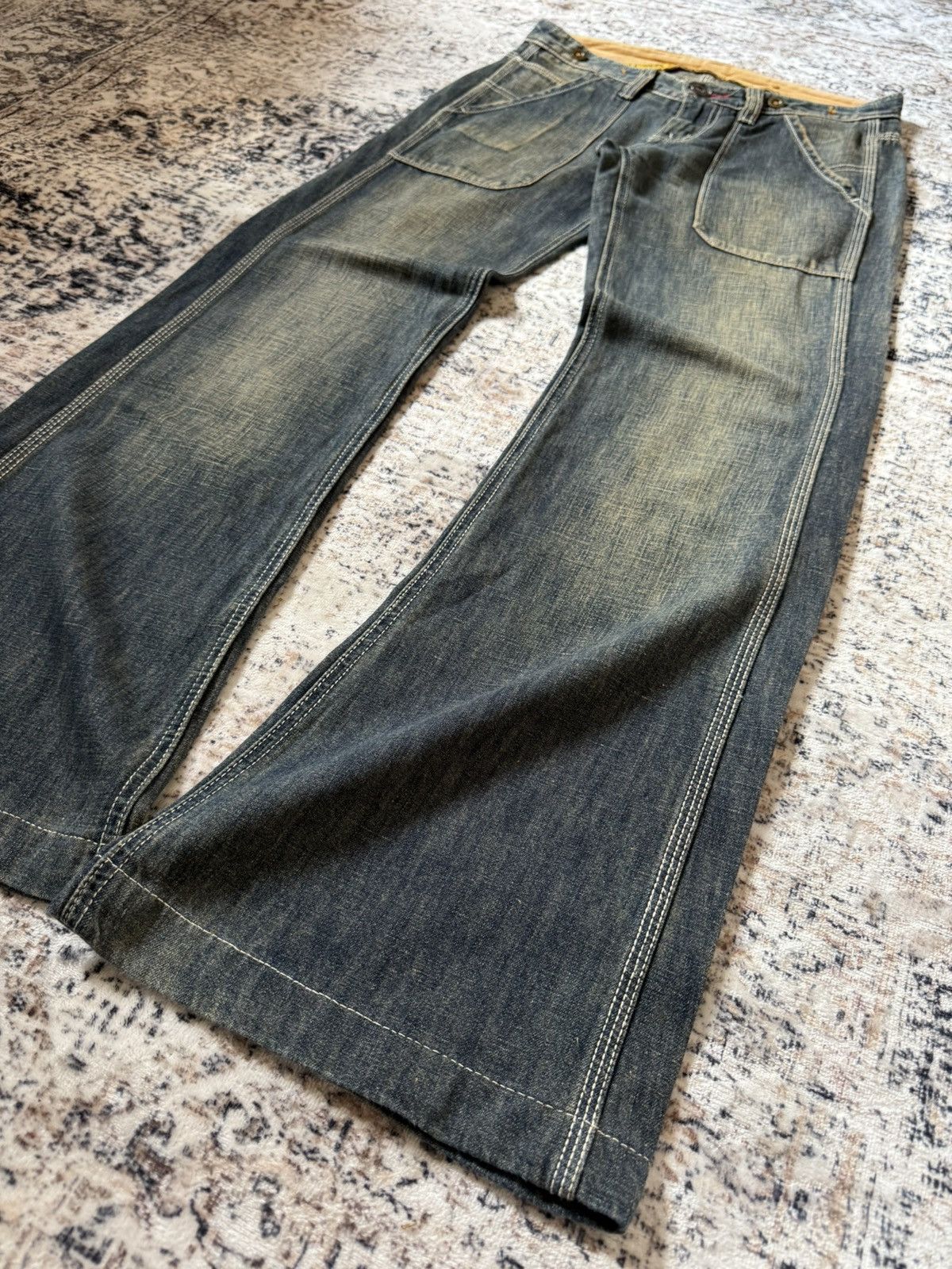 Hysteric Glamour Back Number Japan Mud Wash Patina Fade Baker Flared Jeans Size US 29 - 11 Thumbnail