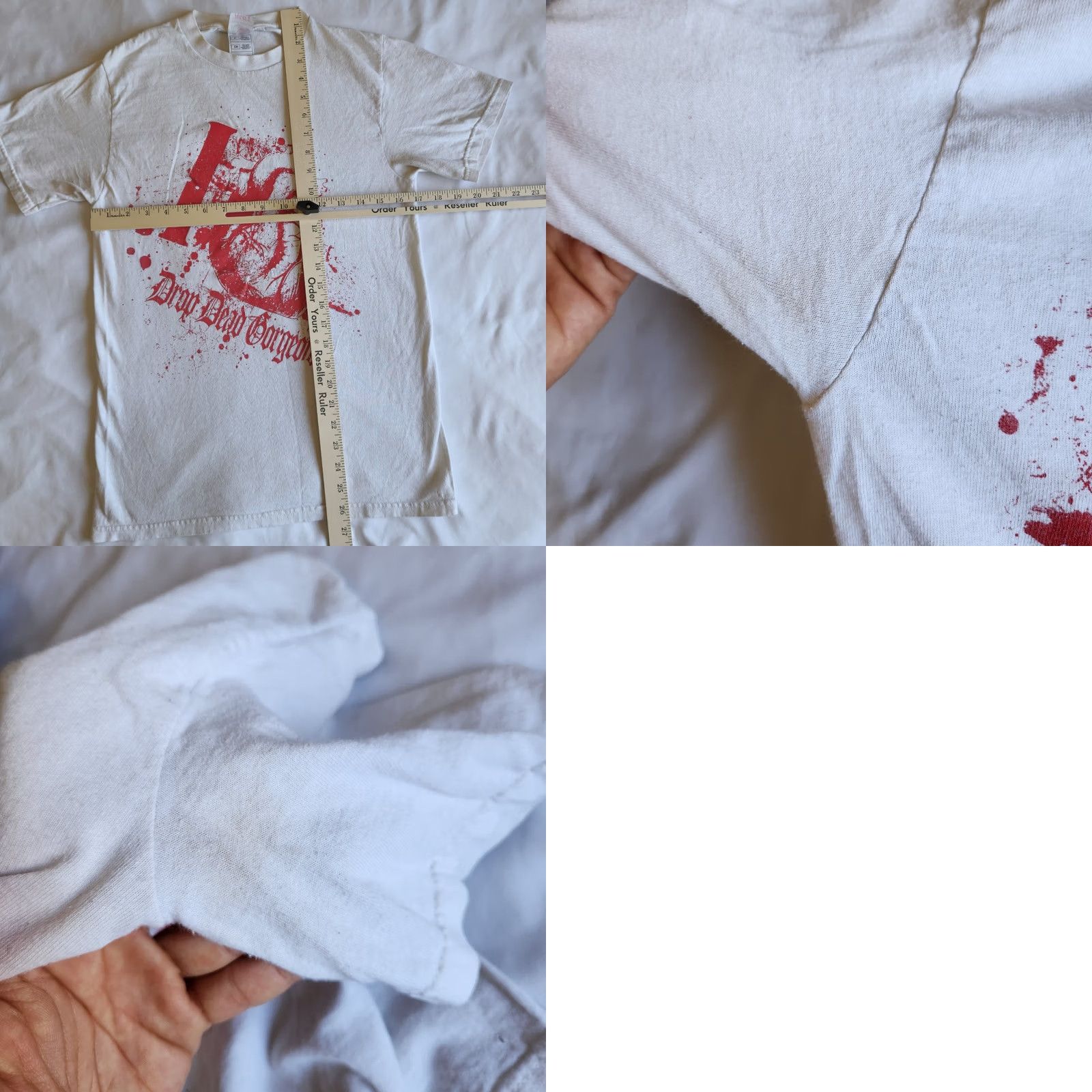 Fruit Of The Loom Vintage Drop Dead Gorgeous Band Shirt Rare Signed Concert Merch White Graphic S Size US S / EU 44-46 / 1 - 9 Thumbnail