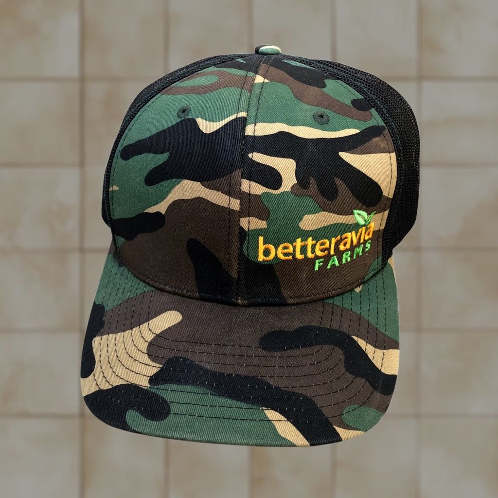 Vintage BETTERAVIA FARMS Trucker Hat Men's Camo Green Snapback Adjustable Cap RICHARDSON Size ONE SIZE - 1 Thumbnail