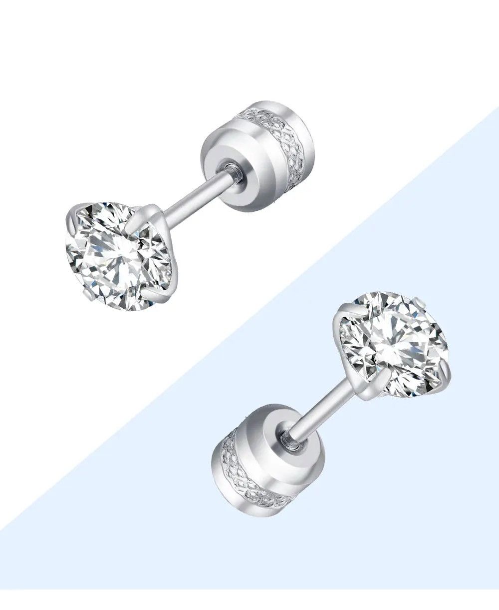 Jewelry Medical Stainless steel Crystal Zircon Ear Studs Earrings Size ONE SIZE - 5 Thumbnail