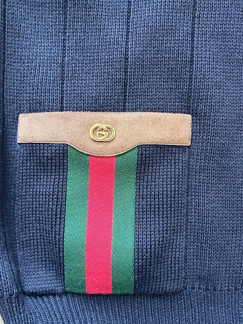 Gucci Gucci Wool blend cardigan red and green webbing double G w Size M / US 6-8 / IT 42-44 - 3 Thumbnail