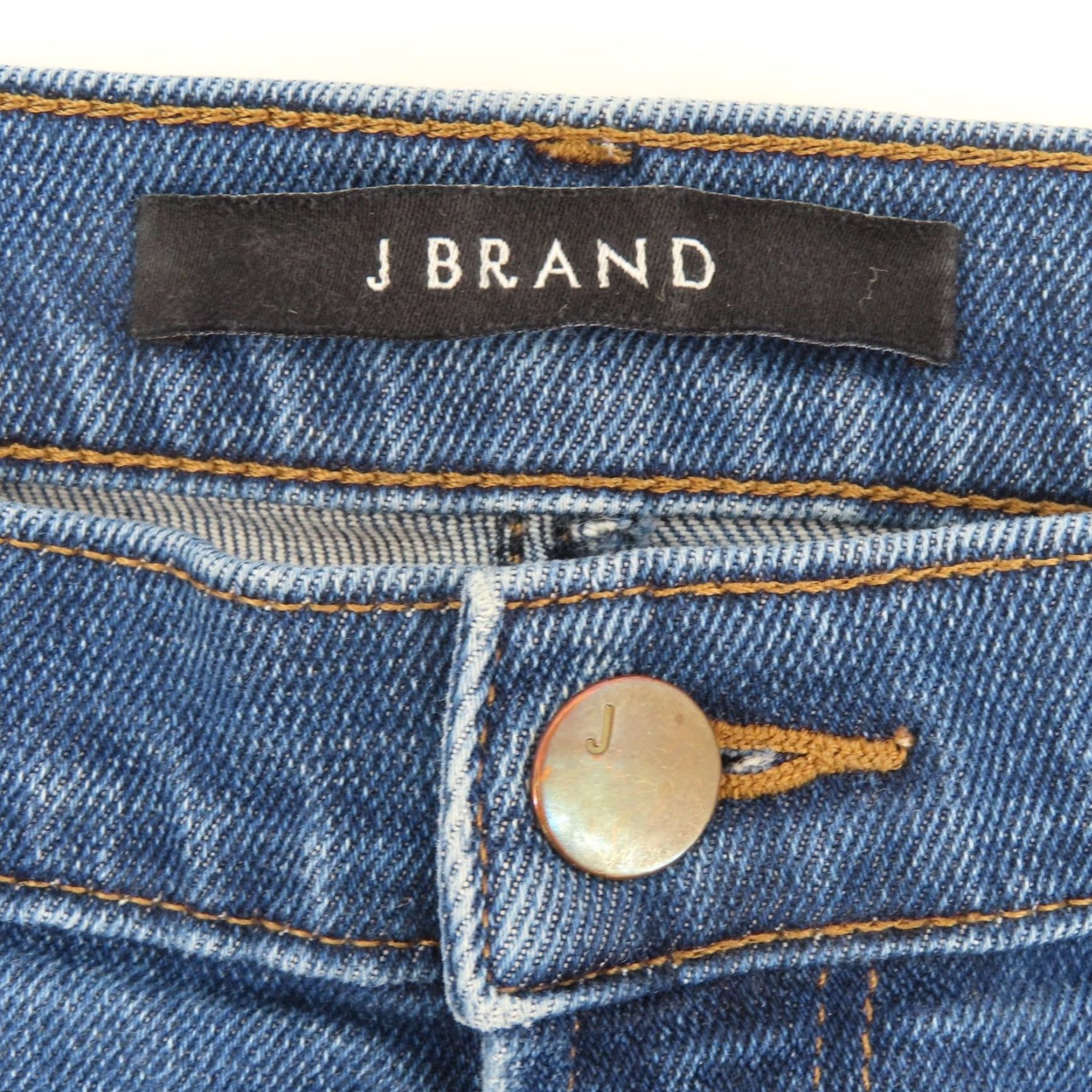 J Brand J Brand Women 28 Rugby High Rise Crop Jeans JB001144 Solid Blue Denim Pockets Size 28" / US 6 / IT 42 - 6 Thumbnail