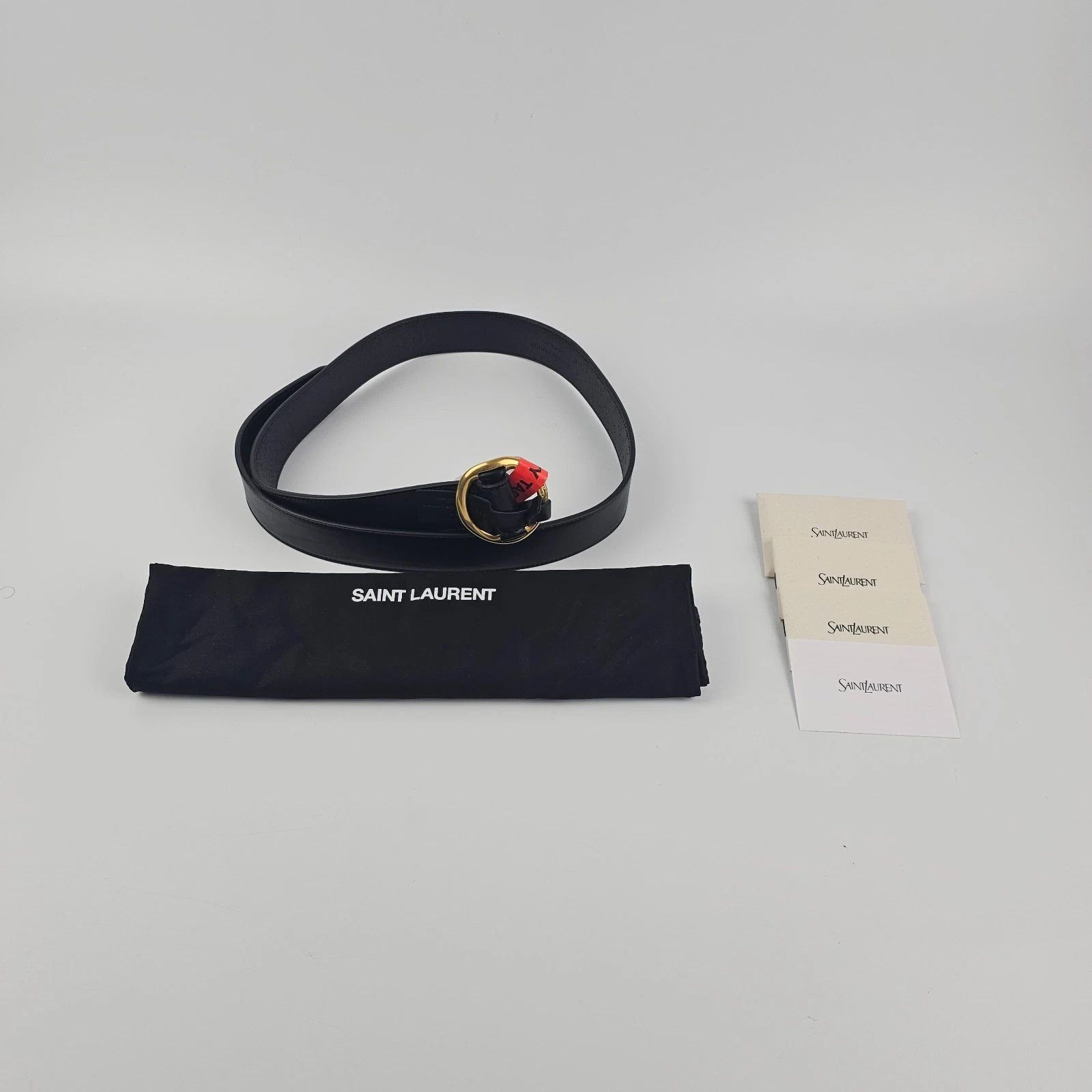 SAINT LAURENT Black Smooth Leather Belt New & Authentic