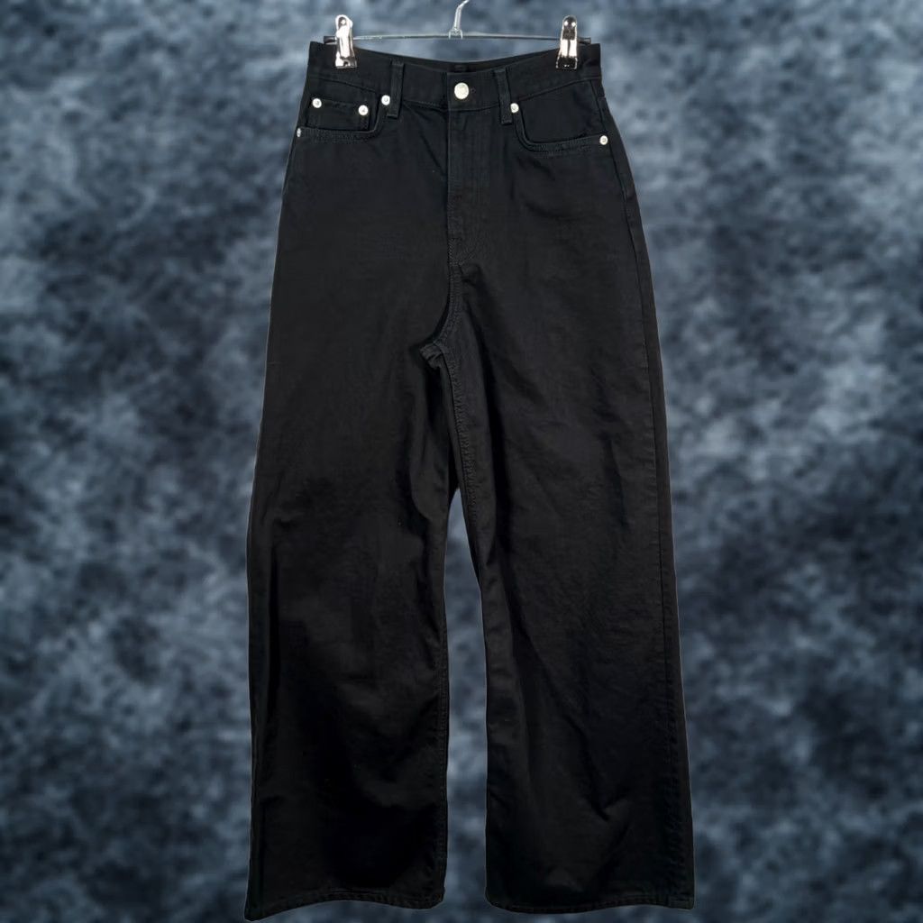 Cos COS Jeans Wide-Leg 25 Black High-Waist 100% Cotton Denim Womens Pants Size 42" / US 20 - 1 Thumbnail