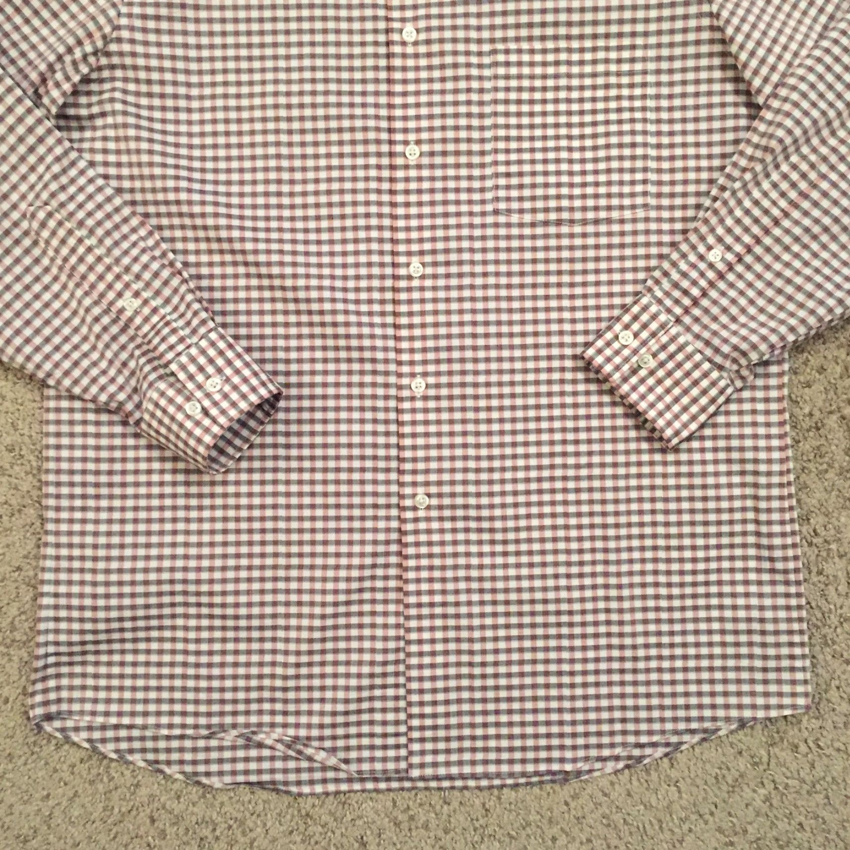 Van Heusen Van Heusen Shirt 15.5 Gray Red Plaid Long Sleeve Button Front Mens Size US L / EU 52-54 / 3 - 4 Thumbnail