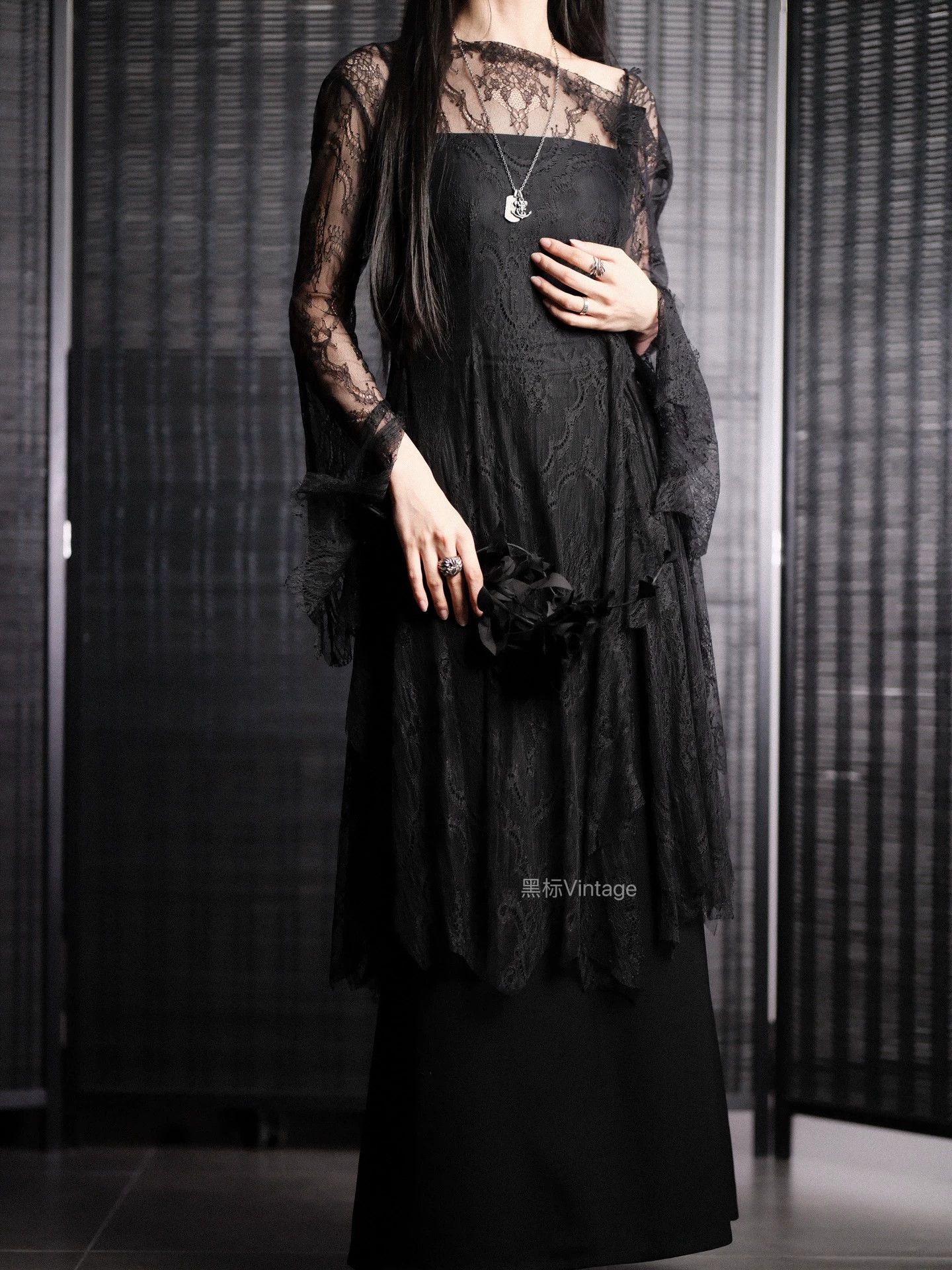 Yohji Yamamoto Yohji Yamamoto 25ss Vintage Decon Lace Dress Women Black Size S / US 4 / IT 40 - 2 Thumbnail