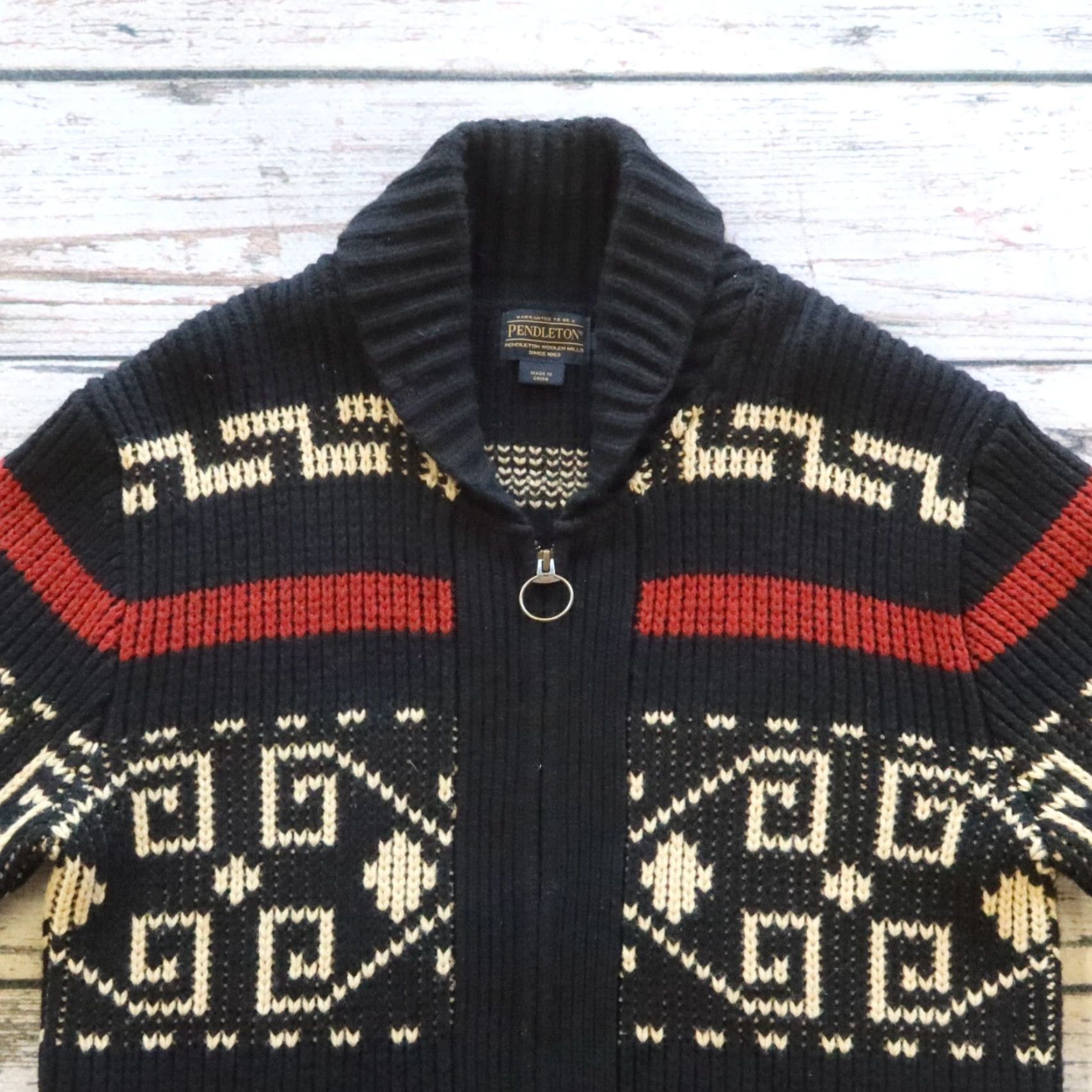 Pendleton Vintage Pendleton Wool Zip Up Sweater M Men Black Size M Wool Zip Up Pendleton Mens Sweater 1960s Size US M / EU 48-50 / 2 - 2 Thumbnail