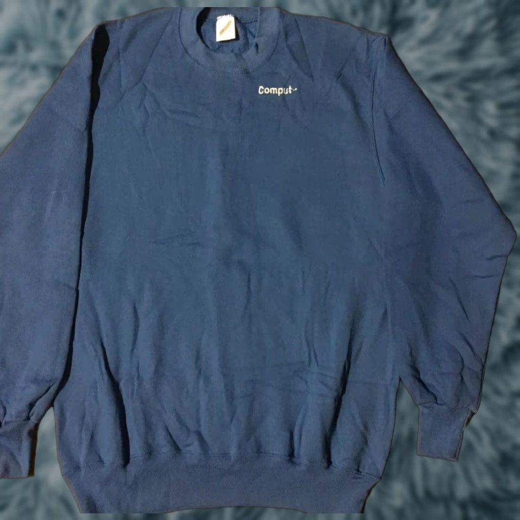 Jerzees VINTAGE Jerzees Sweatshirt XL Blue Men 80s 90s Technology Programming Apple USA USA Logo Retro Grunge Rock Sports Pullover Size US XL / EU 56 / 4 - 1 Thumbnail