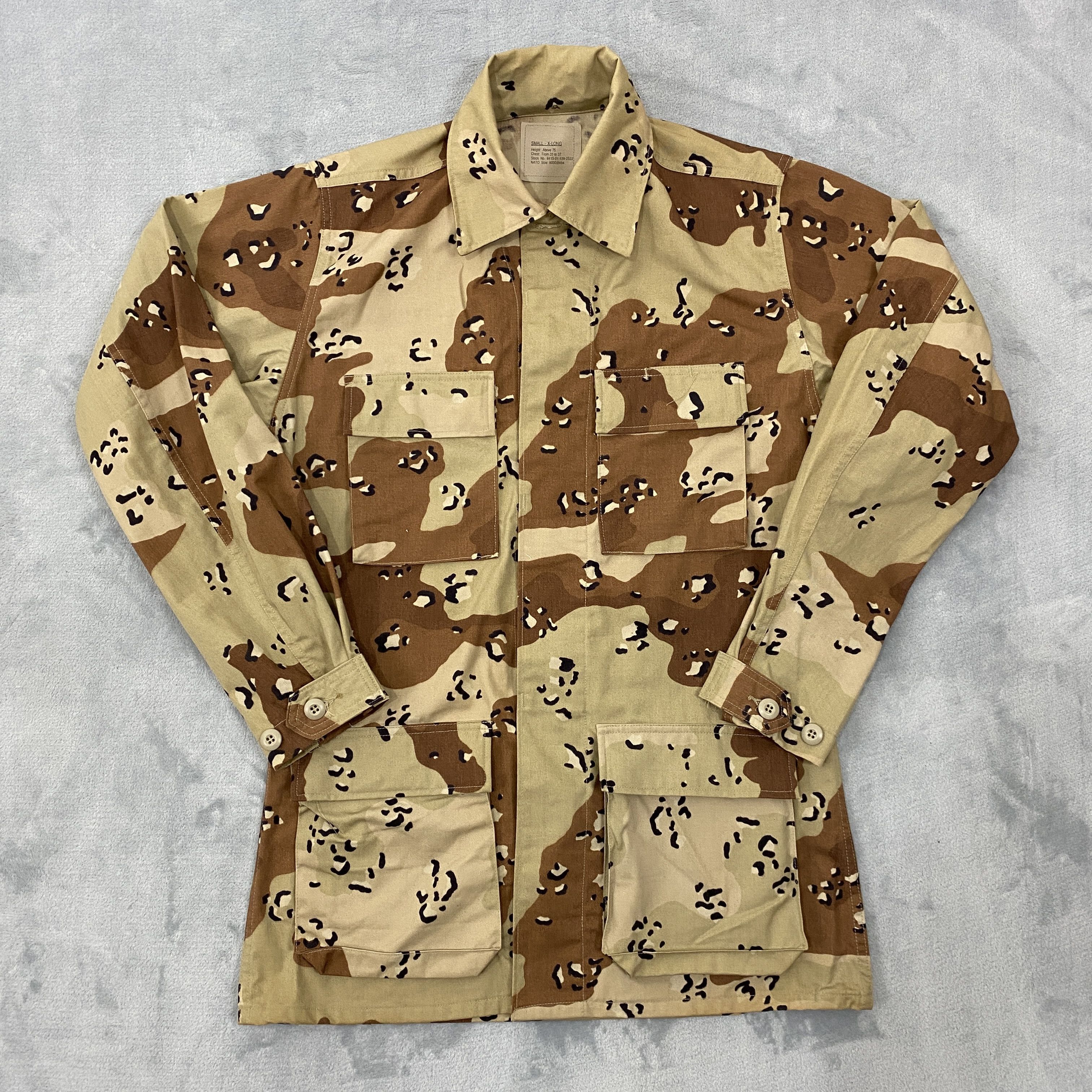Vintage Combat Battle Dress Jacket Small X-Long Chocolate Chip Camo Size US S / EU 44-46 / 1 - 1 Thumbnail
