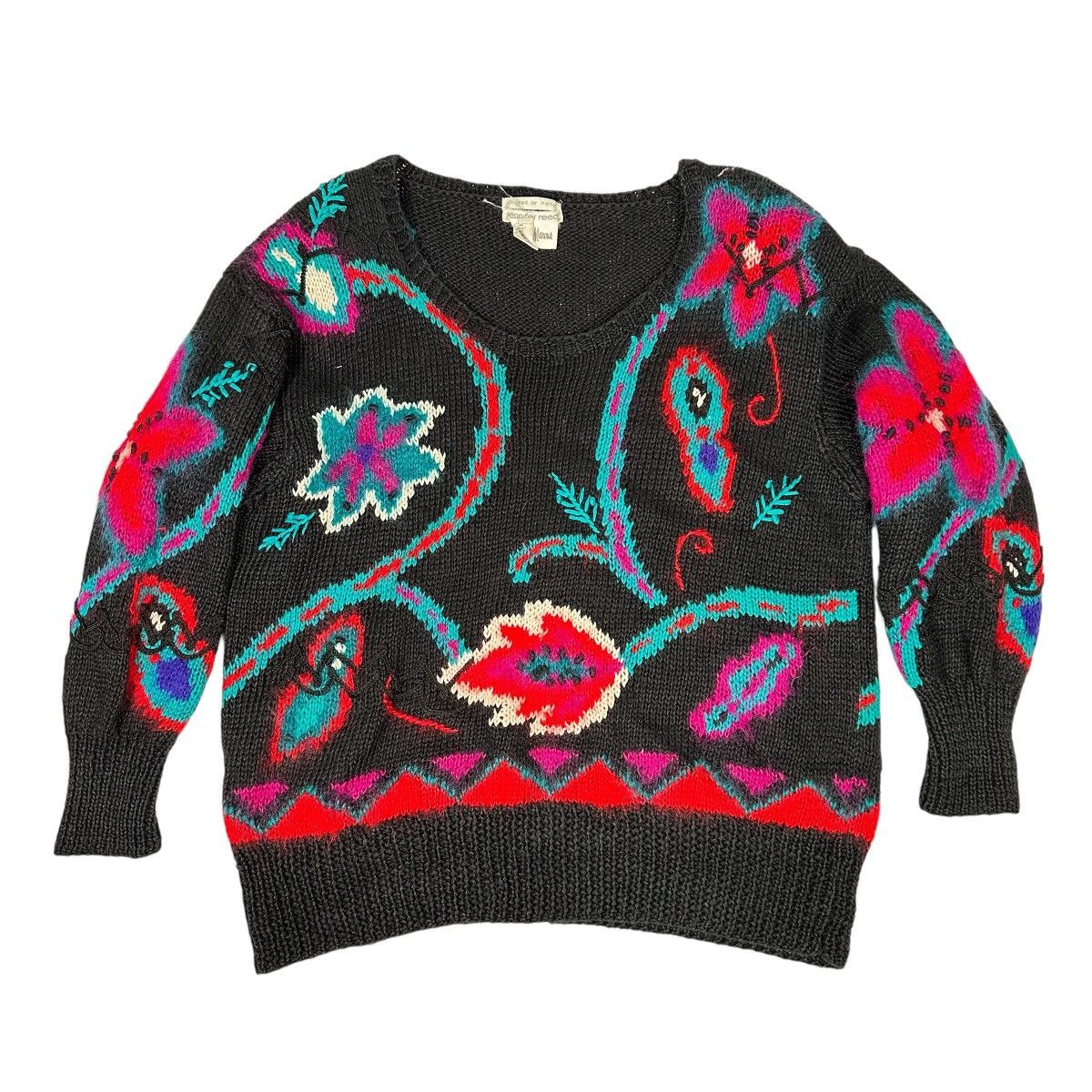 Neiman Marcus Vintage Jennifer Reed Neiman Marcus Hand Knit Floral Sweater Size L / US 10 / IT 46 - 1 Thumbnail