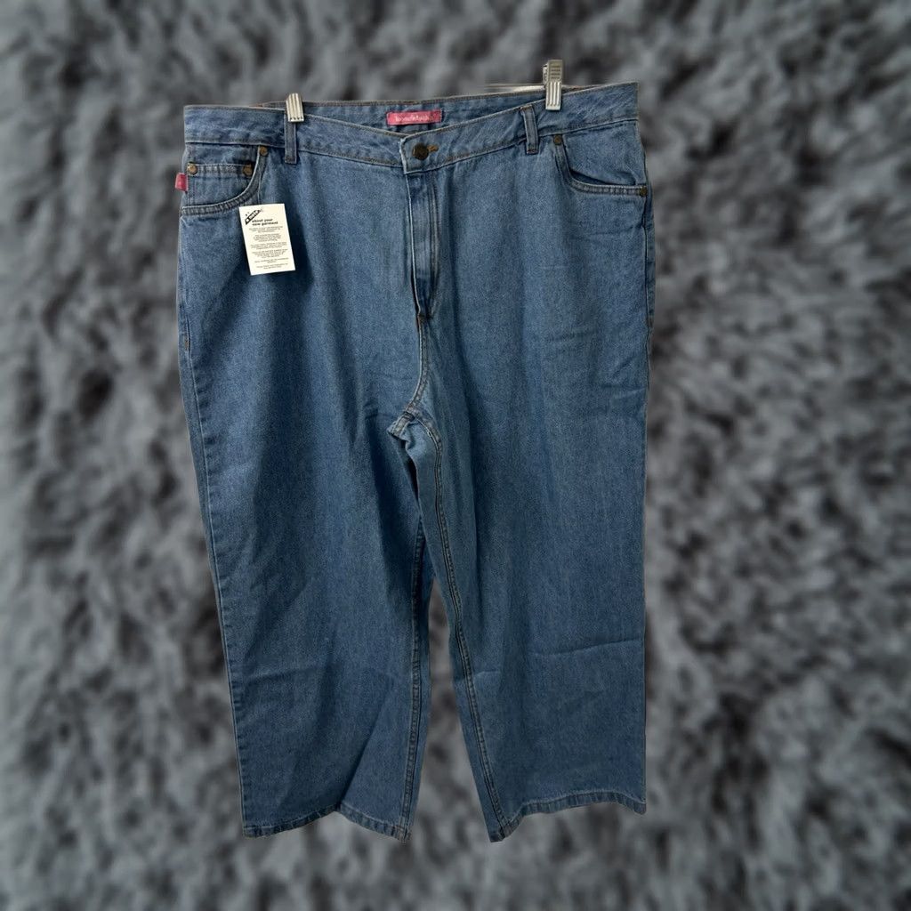 Vintage VINTAGE Woman Within Jeans Womens 20x28 Blue Wash Natural Fit Straight Leg Denim NWT Size 42" / US 20 - 1 Thumbnail