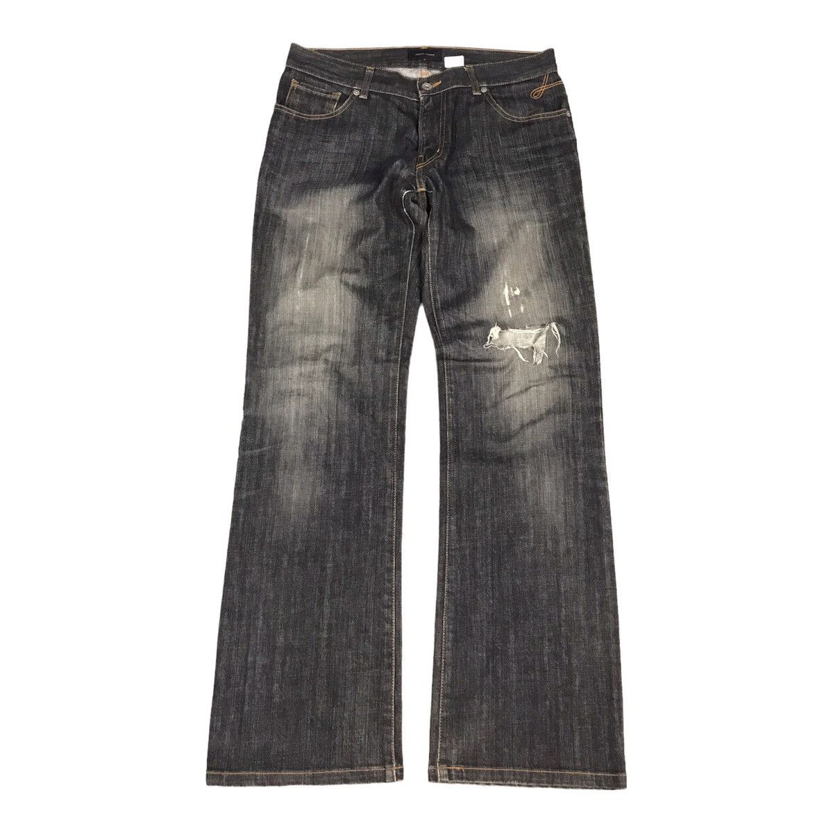 JOSEPH HOMME BLACK FADED DISTRESSED BOOTCUT DENIM PANTS