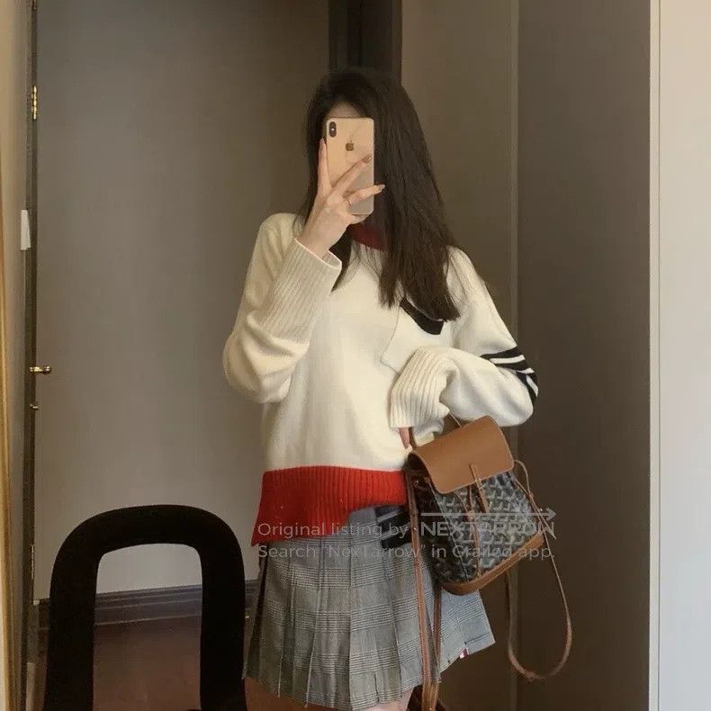 Thom Browne Thom Browne White and Red Classic Sweater Size US M / EU 48-50 / 2 - 6 Thumbnail