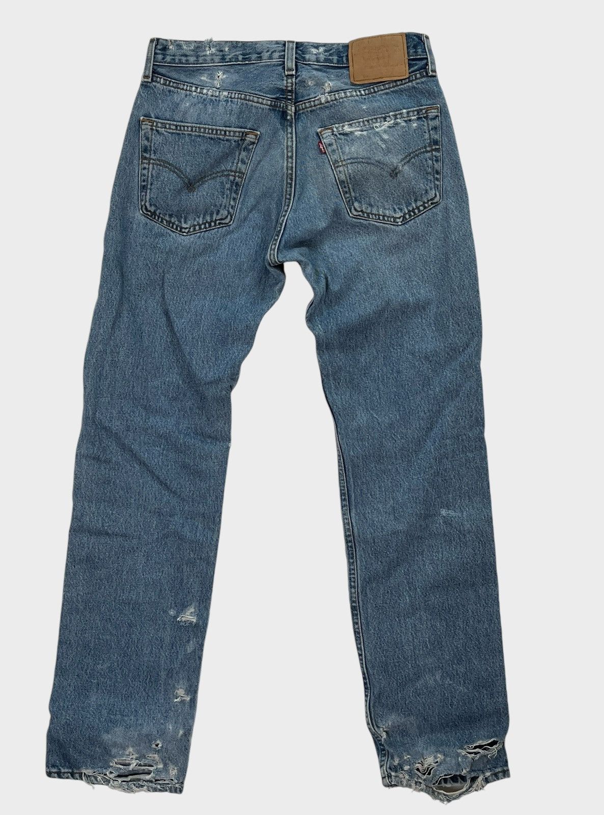 Levi's × Vintage Vintage Levi 501 Distressed Thrashed Light Blue Jeans Size US 30 / EU 46 - 2 Thumbnail