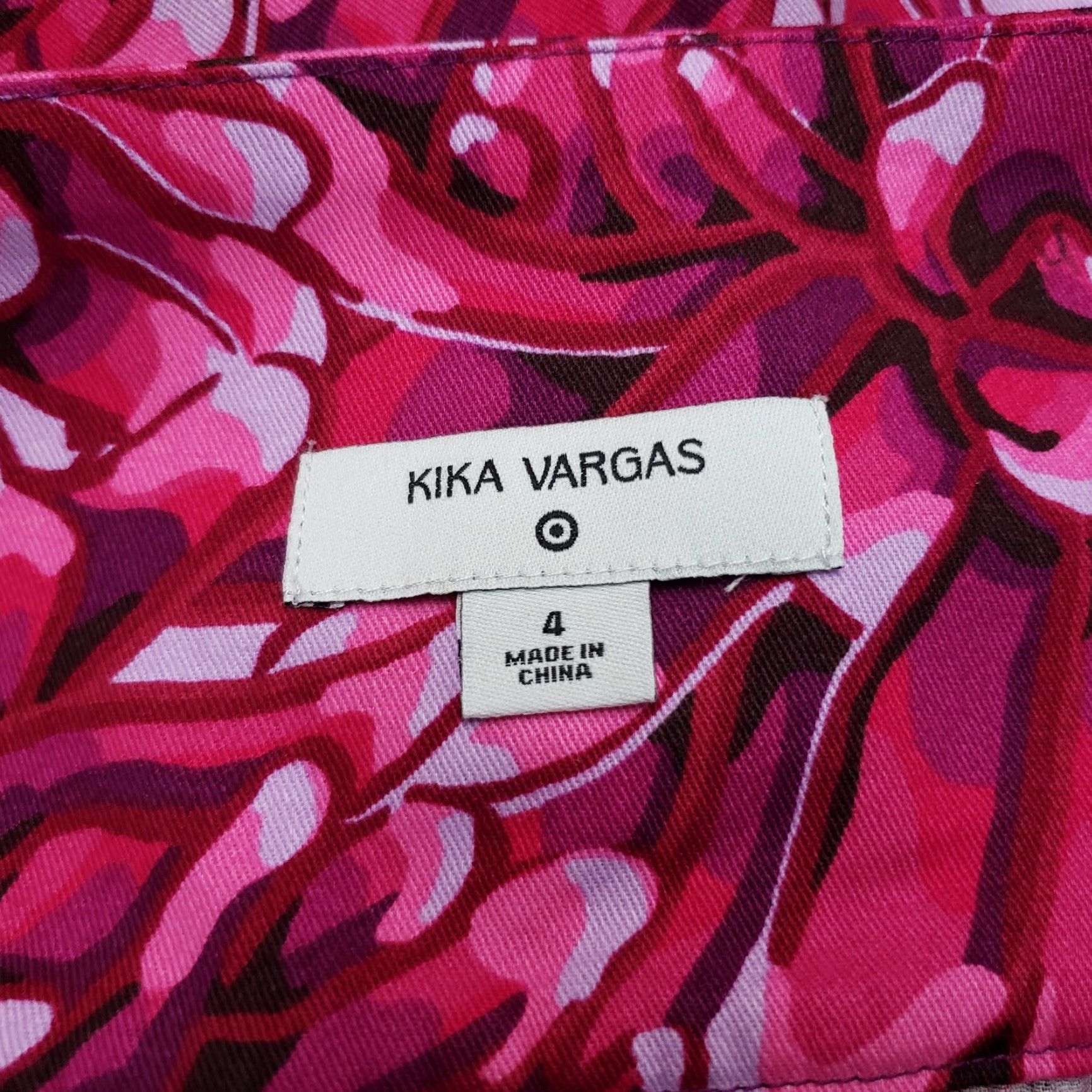 Vintage Kika Vargas Womens Skirt 4 Pink Purple Floral Scallop Side Zip A-Line Short Casual Shirt, Size 4, Cotton Blend, Vintage No, Regular, Pink, Womens Size 27" / US 4 / IT 40 - 5 Thumbnail
