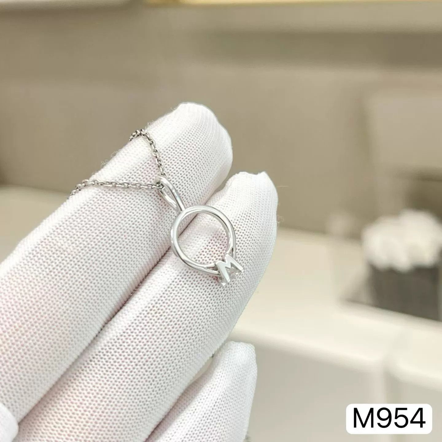 Harry Winston HW Charm Badge Pt Diamond Ring/Necklace 41cm M954 Size ONE SIZE - 4 Thumbnail